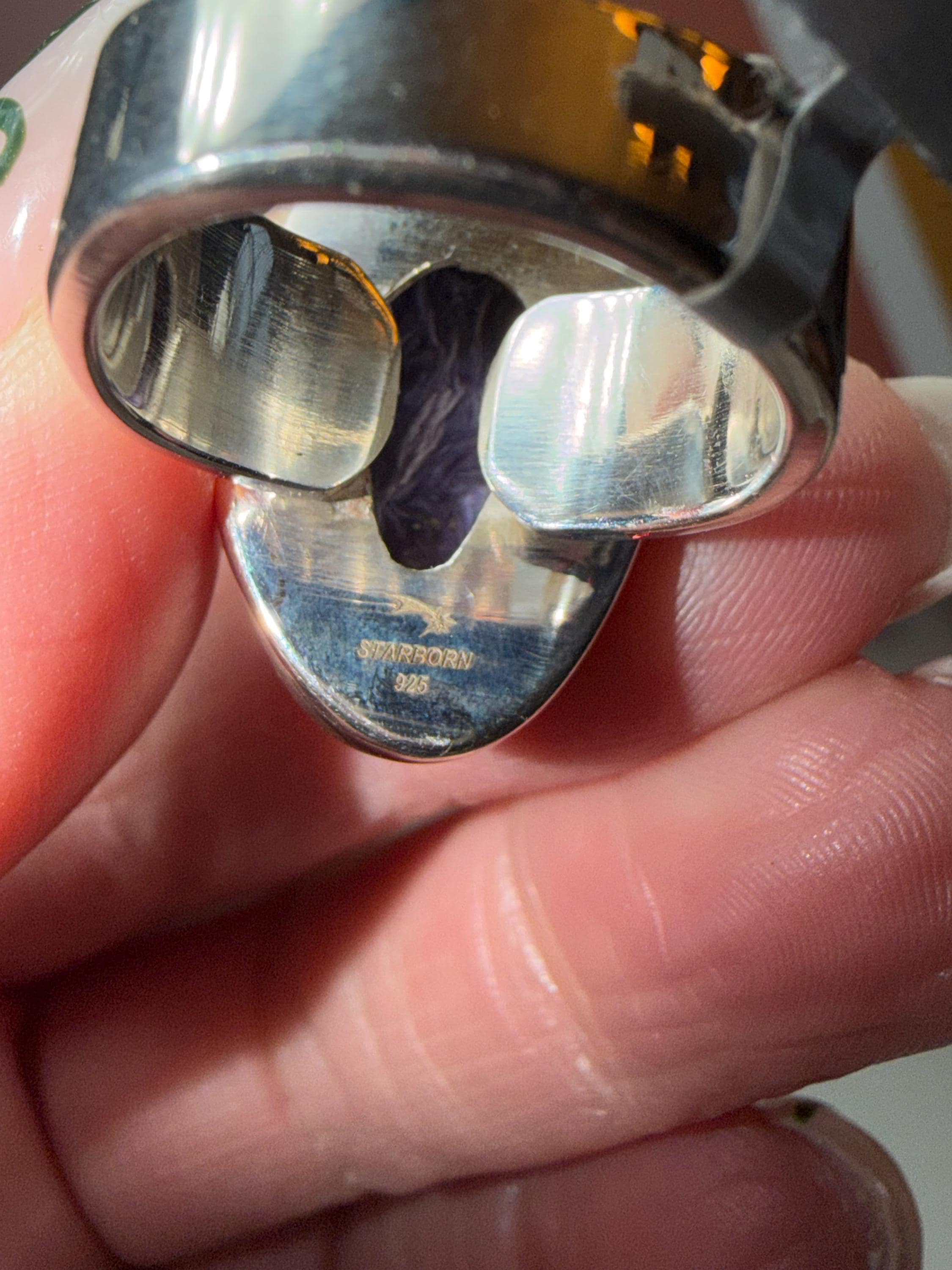 Kammererite Skull Ring • 925 Sterling Silver • Gothic Crystal Jewelry • Size 7 6