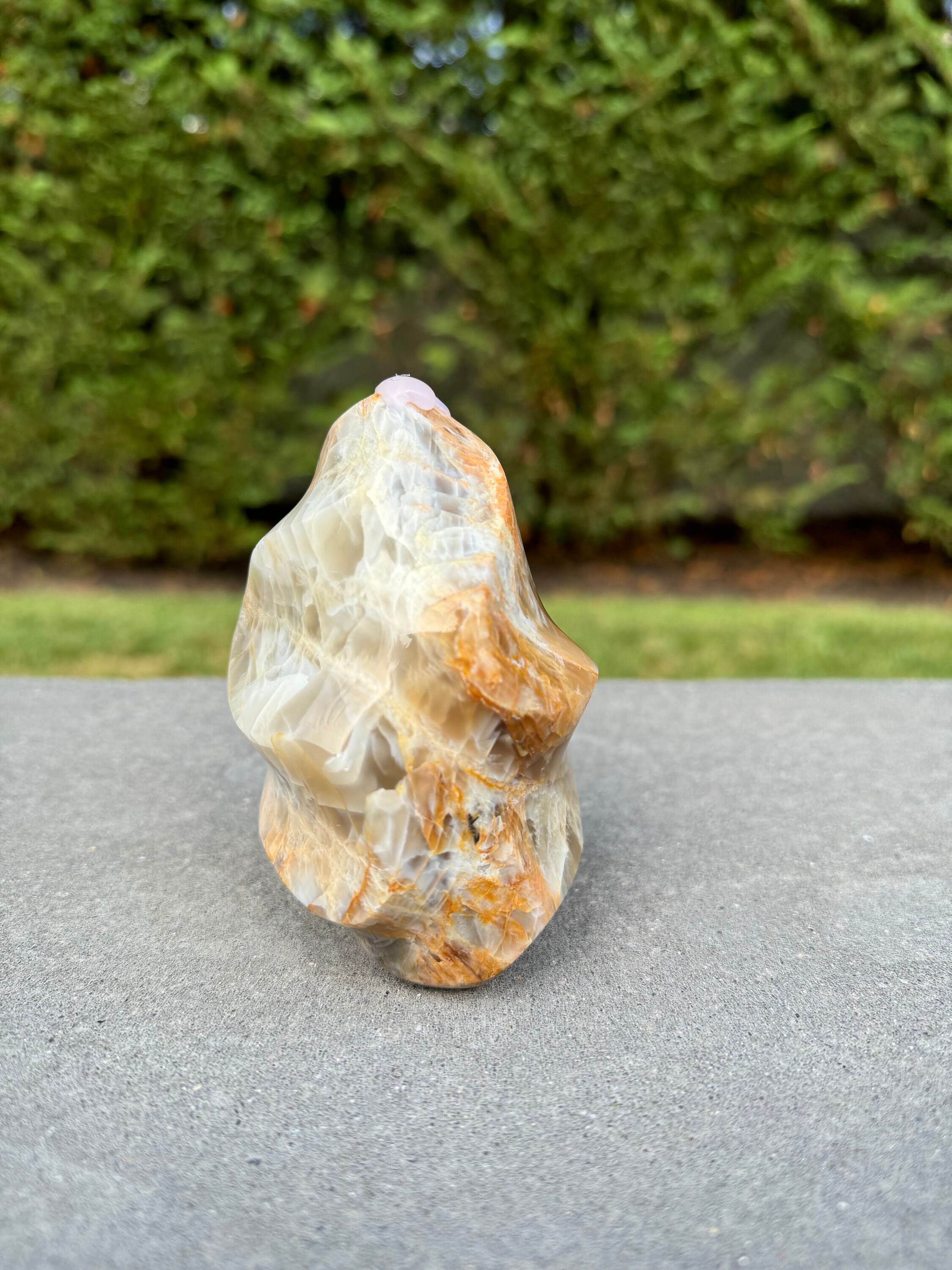 Flashy Peach Moonstone Flame Carving • Polished Crystal • Reiki Healing Stone • Spiritual Decor • Gemstone Sculpture 7