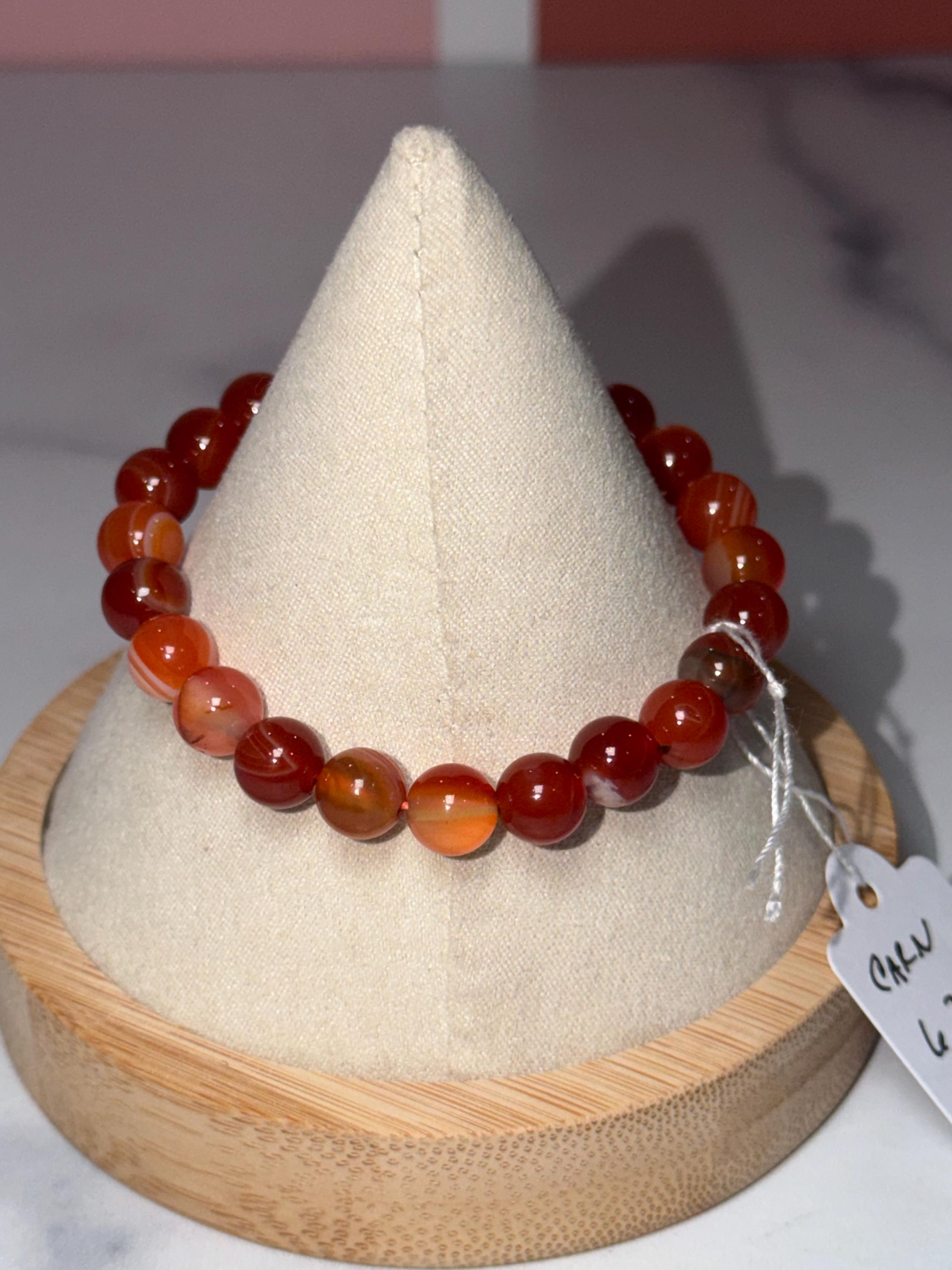 Carnelian Crystal Stretch Beaded Bracelet, Bold Energy, Confidence Jewelry (8.3mm) 6