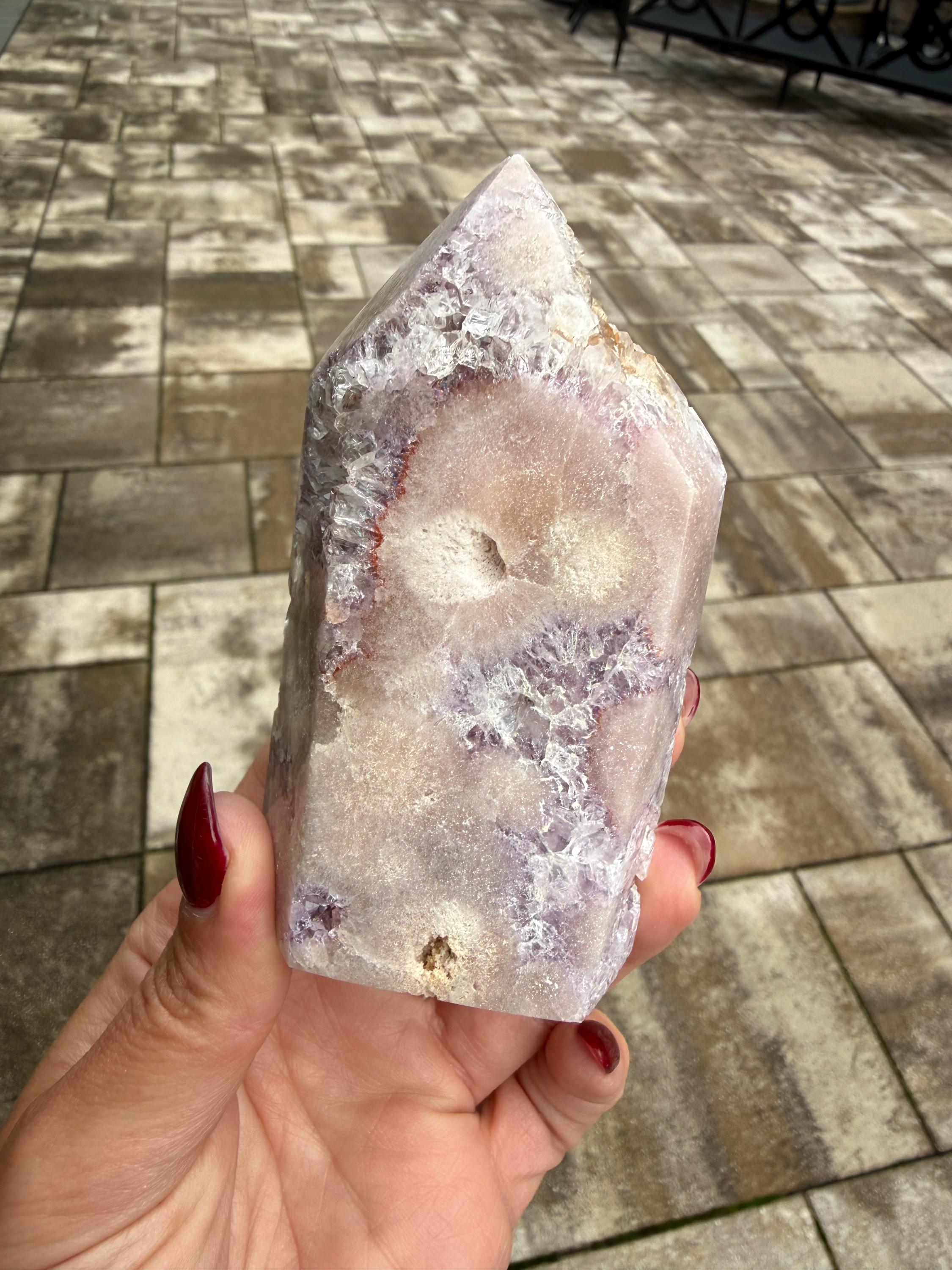 Pink & Purple Amethyst Crystal Tower • Sparkling Druzy Quartz Point • Natural Healing Crystal • Gemstone Decor 12