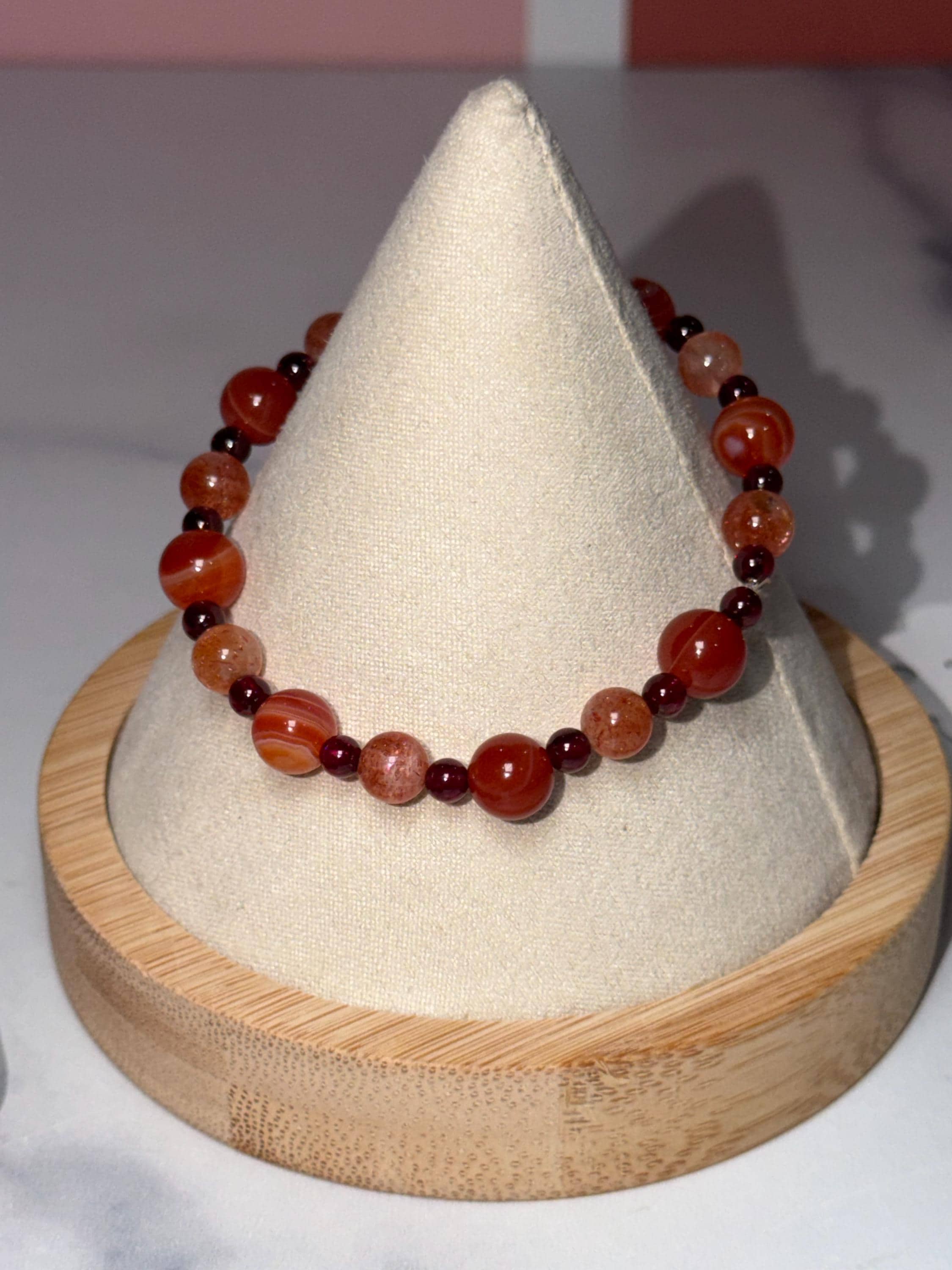 Carnelian, Fire Quartz, Garnet Beaded Bracelet, Earth Tone Gemstone Jewelry 3