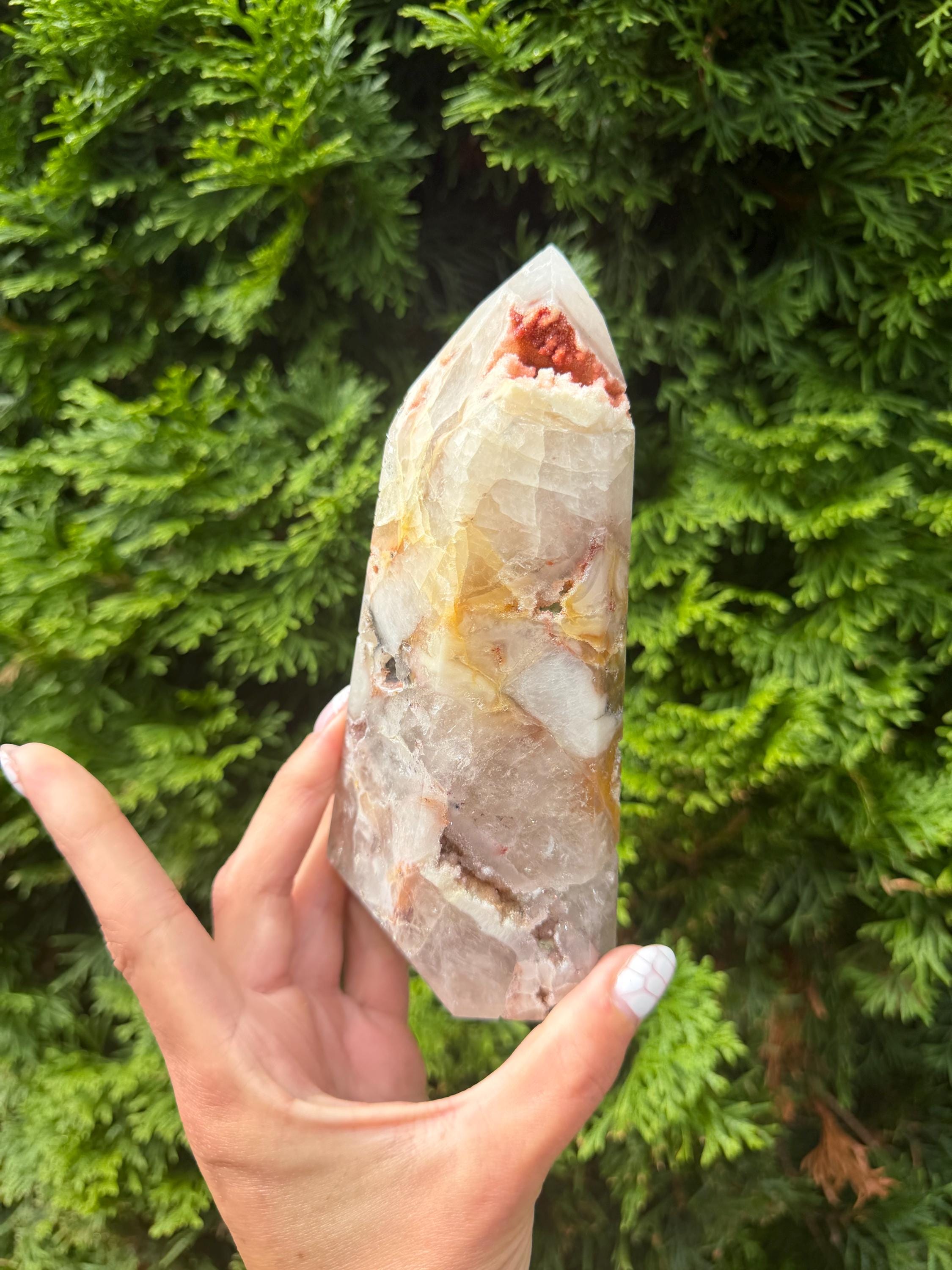 Mosaic Quartz Tower with Pink Druzy Crystal 8
