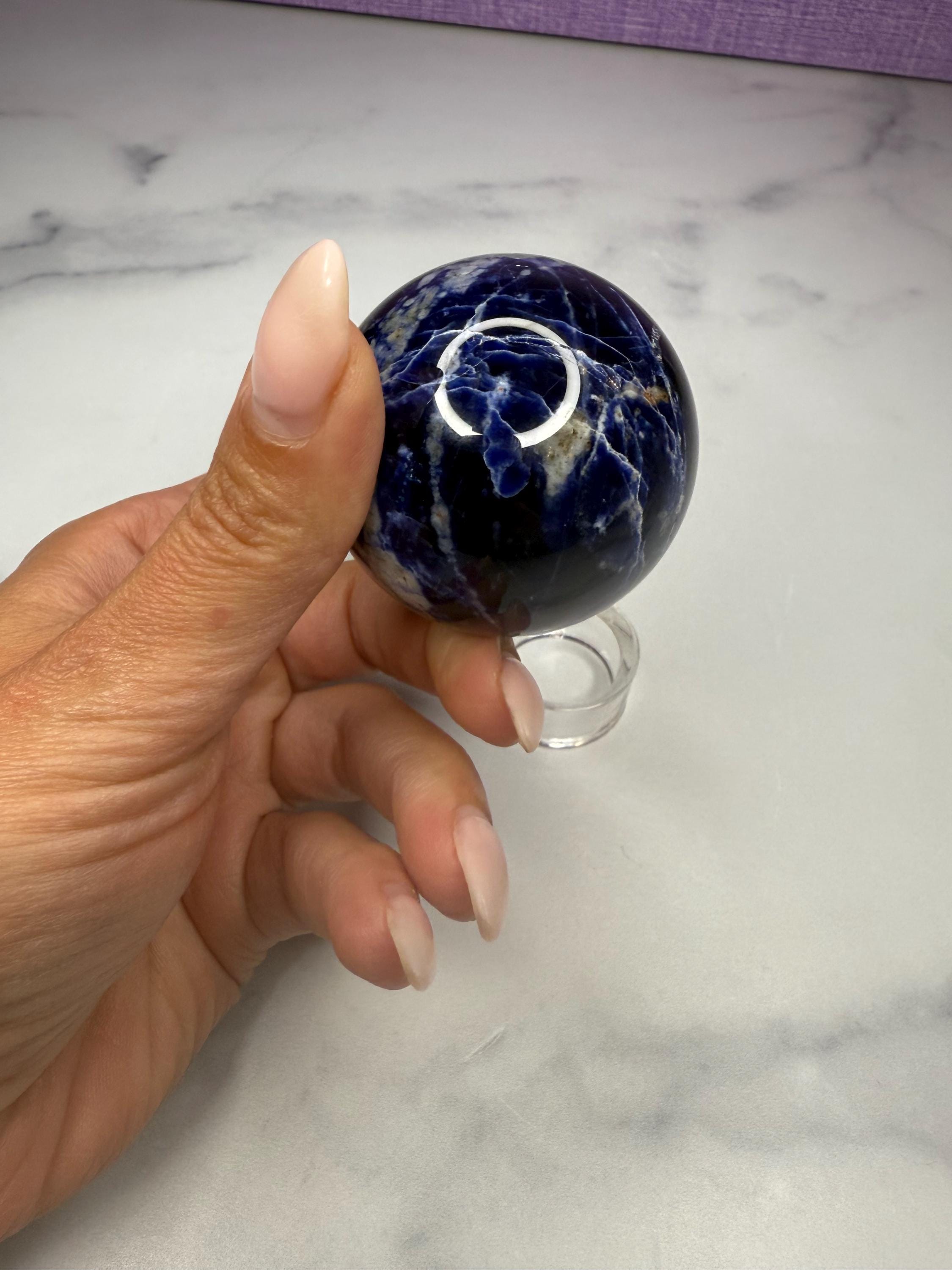 Polished Sodalite Crystal Sphere • Blue White Gemstone Orb, Spiritual Decor 9