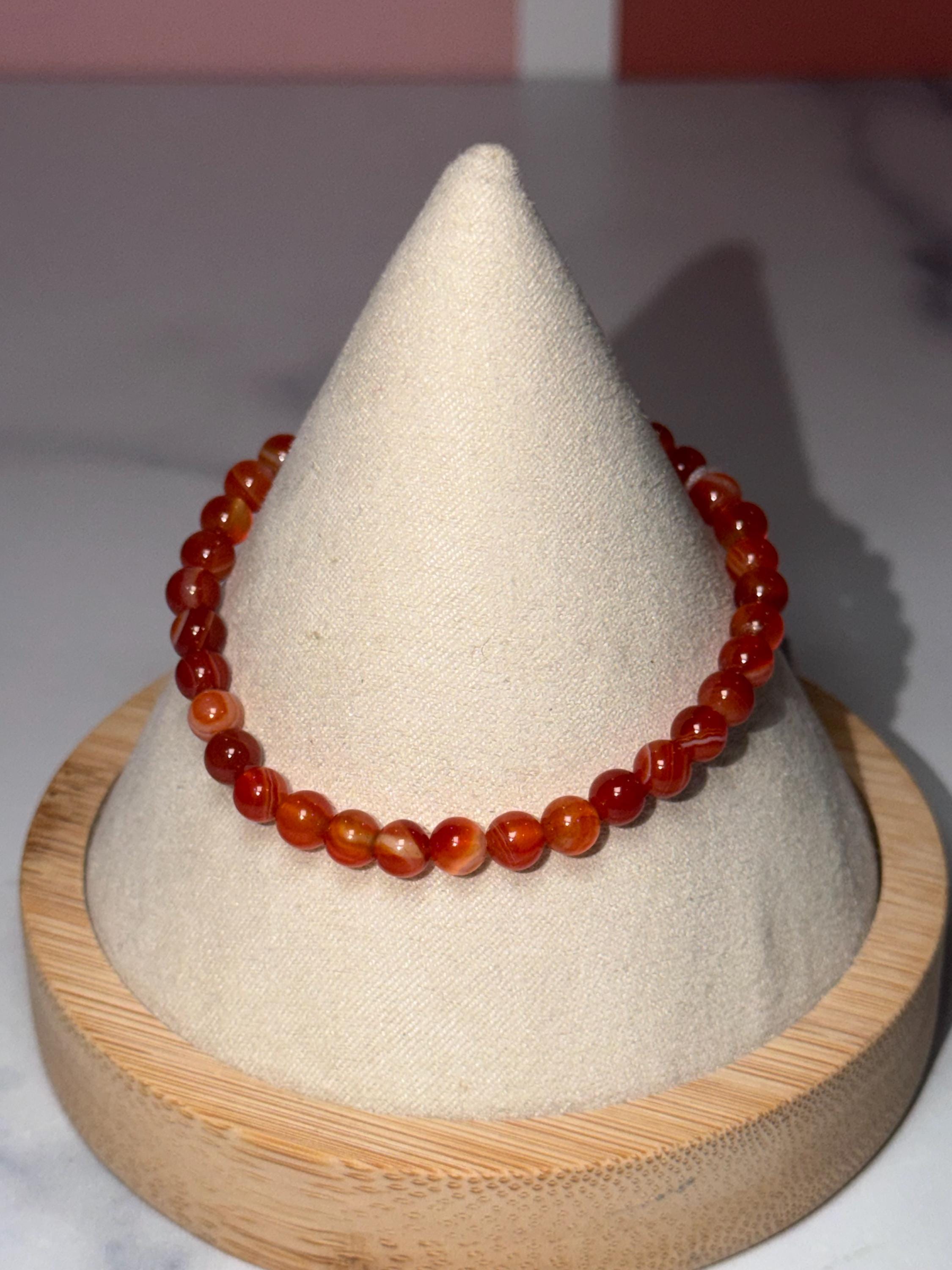 Carnelian 5mm Crystal Stretch Beaded Bracelet, Bold Energy, Everyday Wear Stretch Jewelry 4
