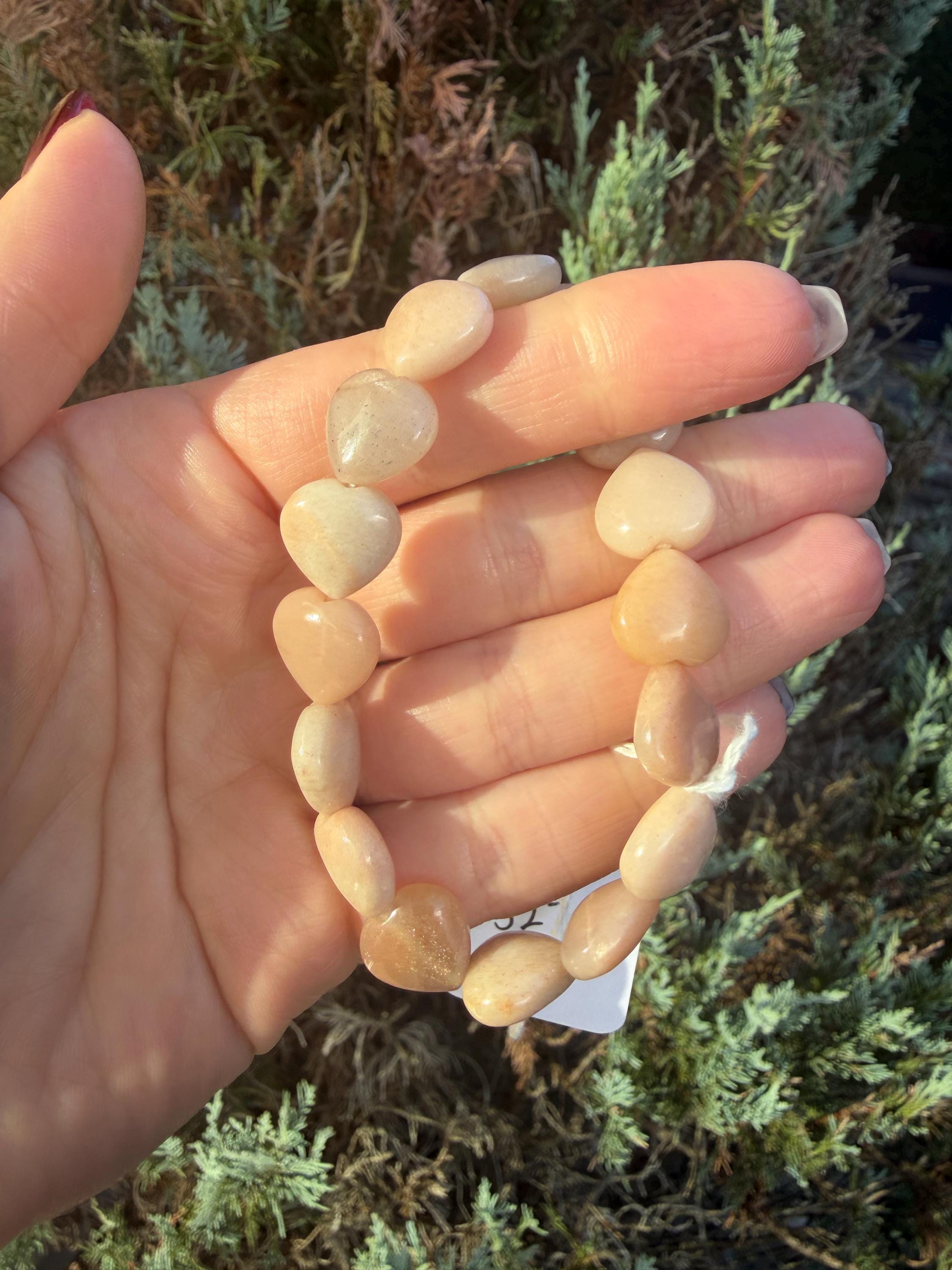 Peach Moonstone Heart Bracelet • Nurturing Crystal Jewelry • Love Intuition Stone 7