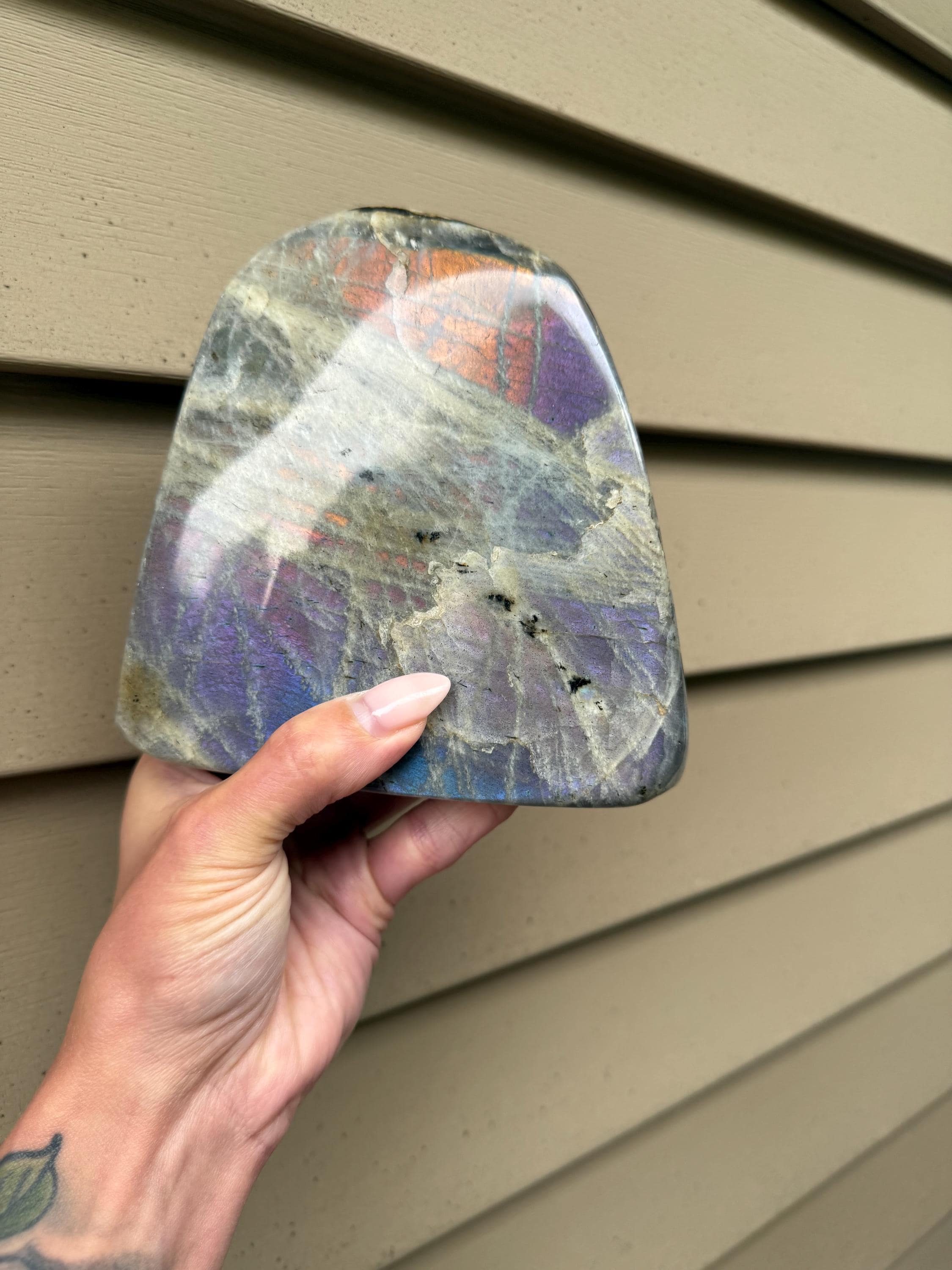 Large Labradorite Freeform Crystal • Polished Sunset Flash, Intuition Stone, Spiritual Decor 4