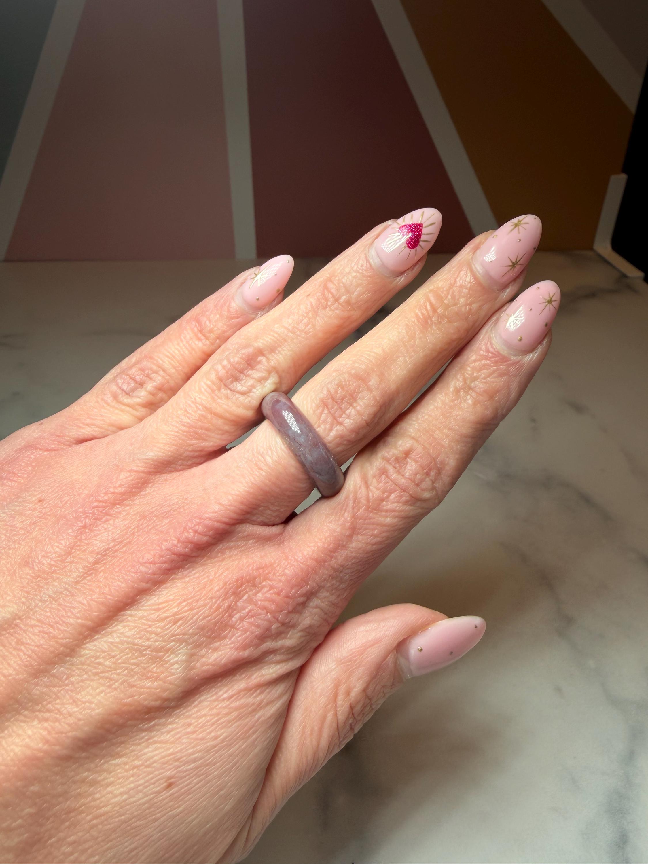 Ocean Jasper Band Ring, Orbicular Stone, Size 6.5 2