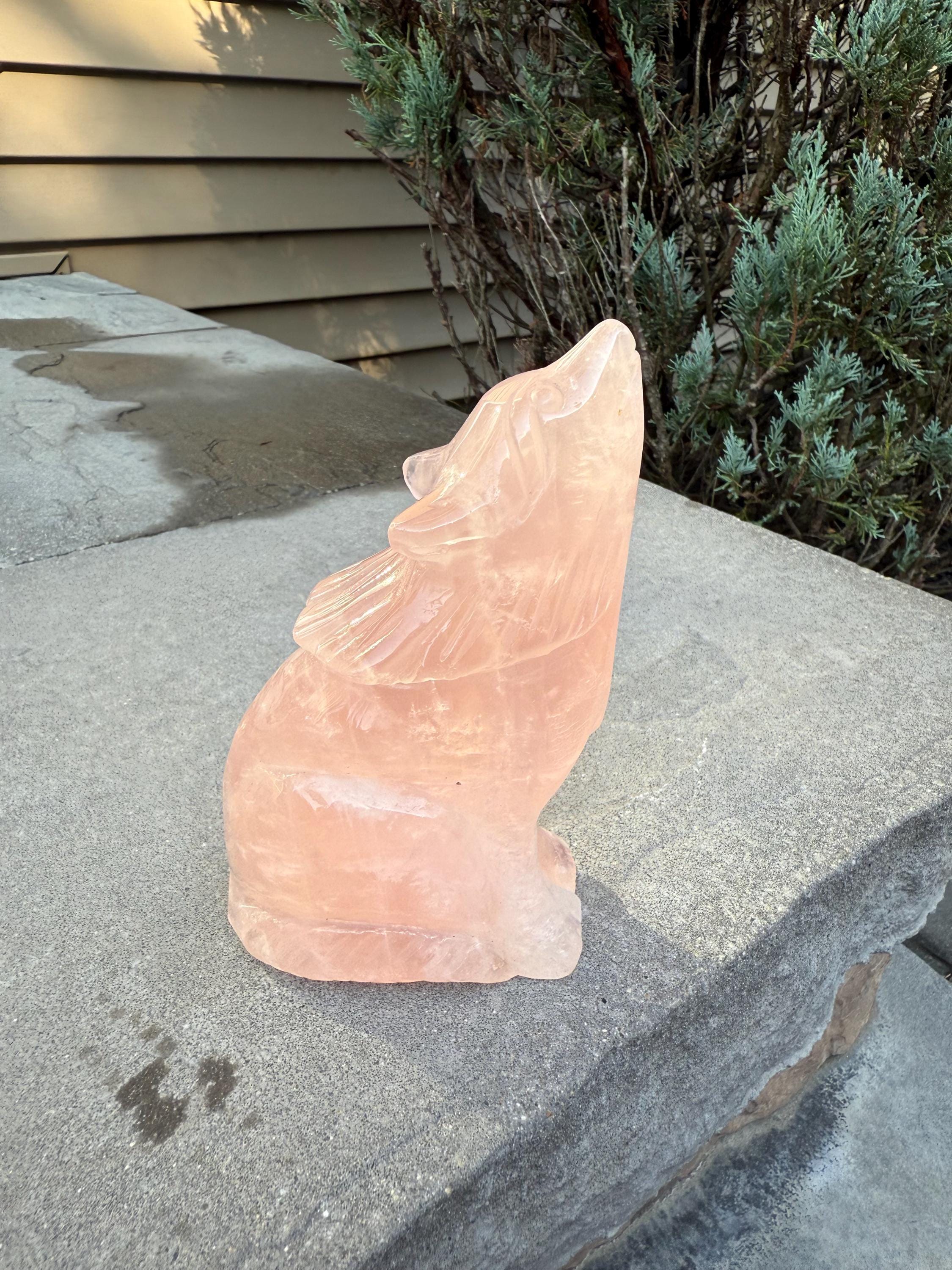 Rose Quartz Wolf Crystal Carving • Hand-Carved Spirit Animal • Gemstone Wolf • Healing Stone • Spiritual Decor 9