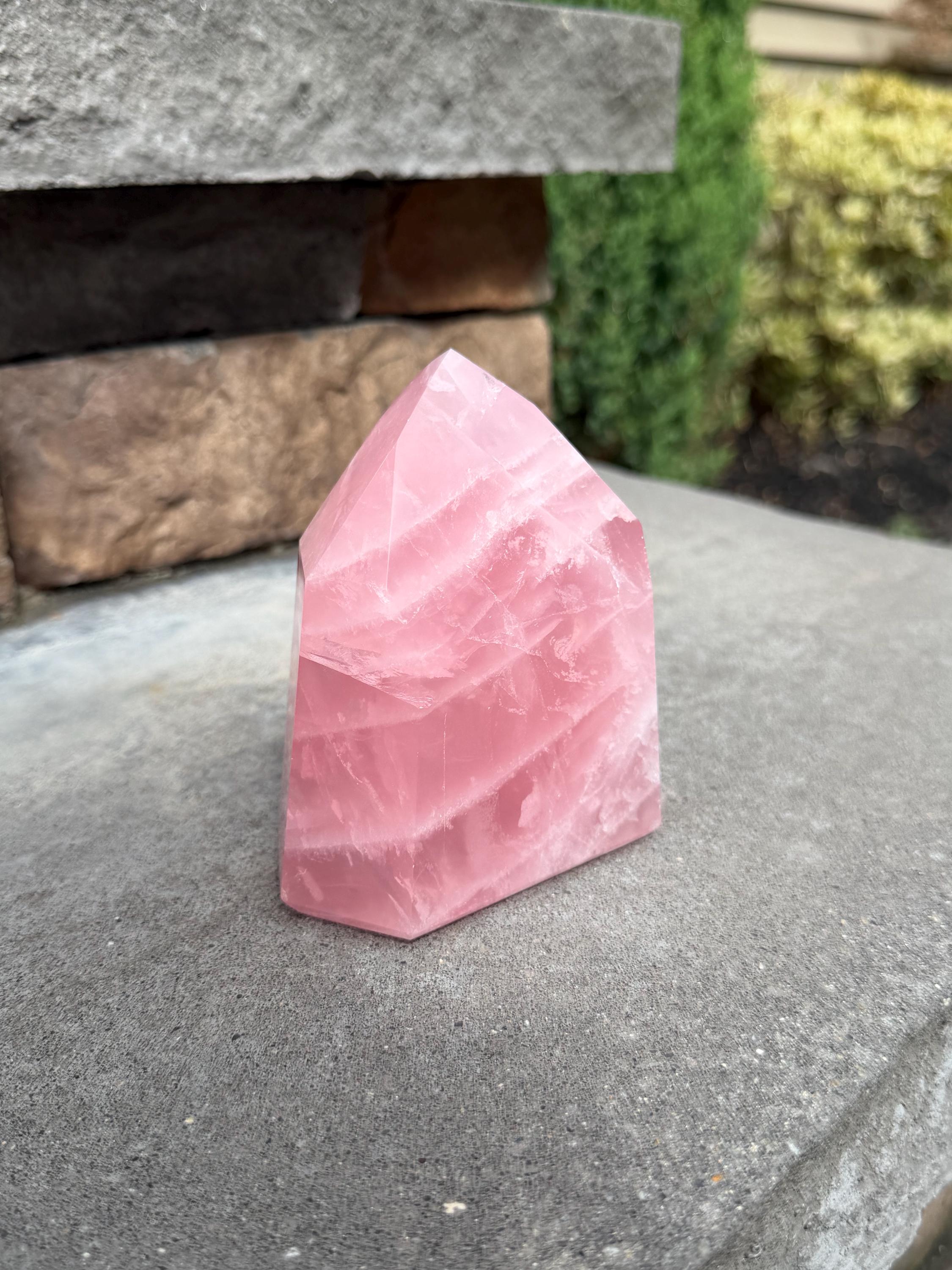 Brazilian Rose Quartz Chunky Point: Polished Pink Crystal Specimen (4"x3.5") 13