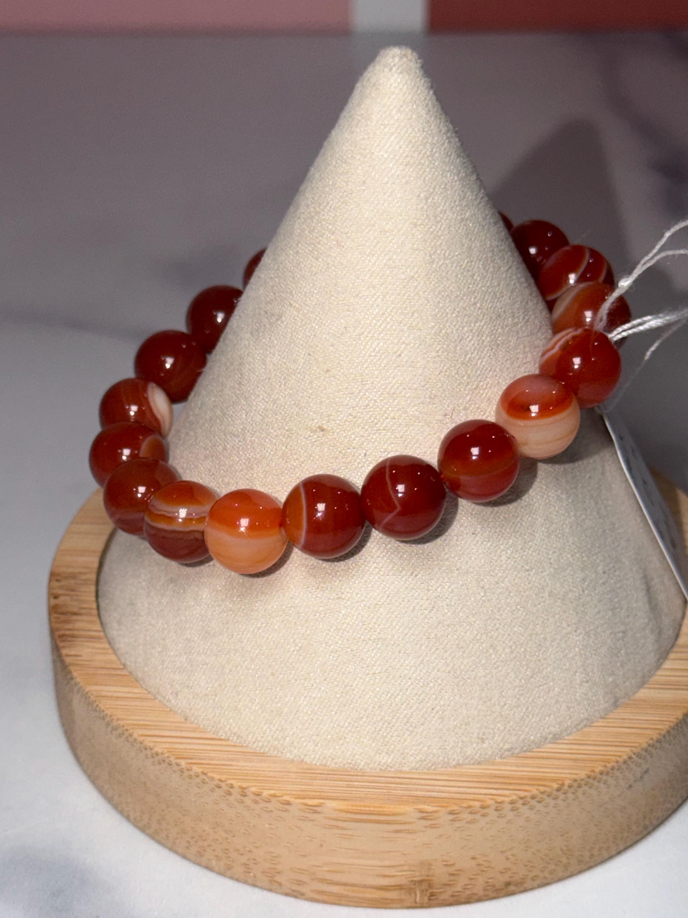 Carnelian Crystal Stretch Beaded Bracelet, Bold Energy, Confidence Jewelry (10mm) 8