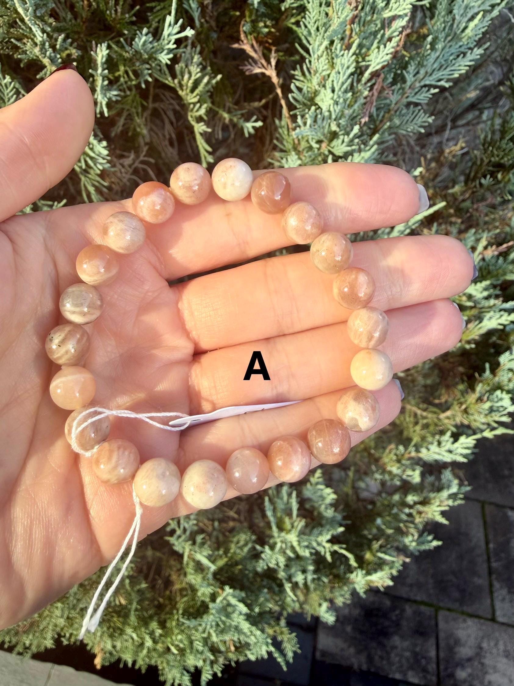 Mixed Peach Moonstone & Sunstone Beaded Bracelets • Crystal Healing Jewelry • Feminine Energy • Multiple Options 12