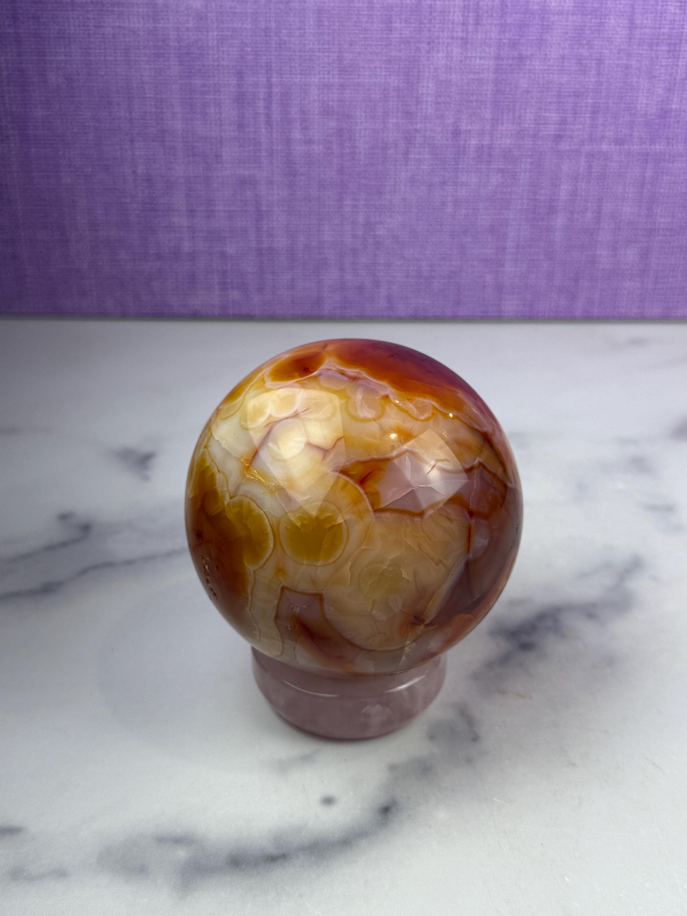 Druzy Carnelian Crystal Sphere: Natural Sparkle • Statement Sphere • Grounding Energy 3