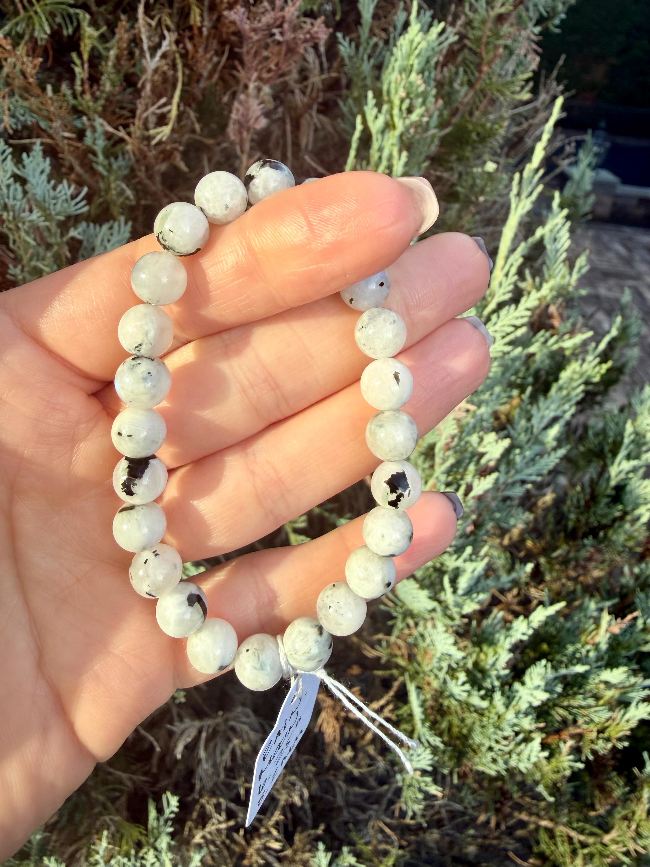 Rainbow Moonstone 8mm Beaded Bracelet • Blue Flash Intuition Stone, Feminine Energy Jewelry 11