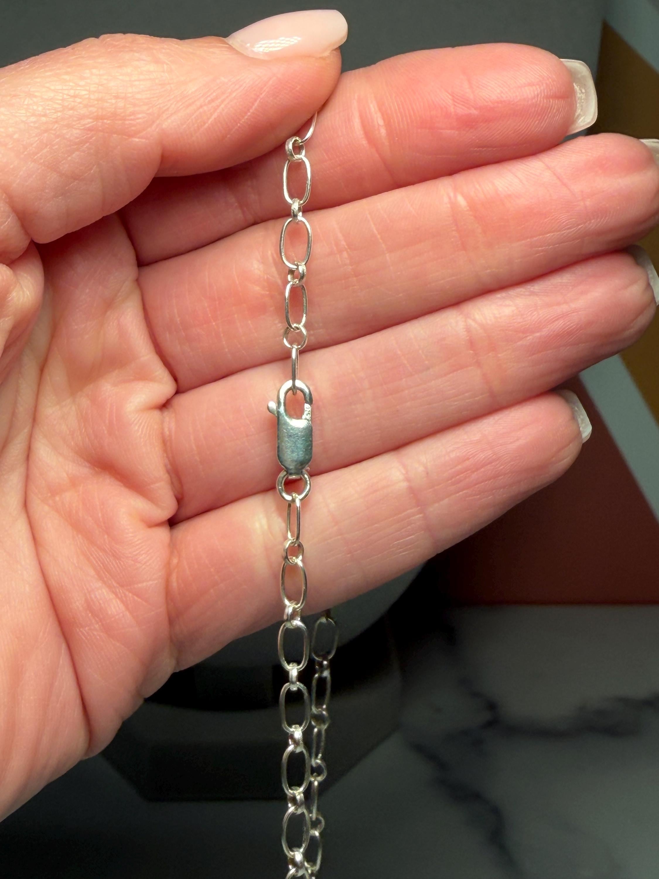 Sterling Silver Turquoise Floral Bar Necklace, Native Made Stamped Southwest Bear, 18.5 Inch 5
