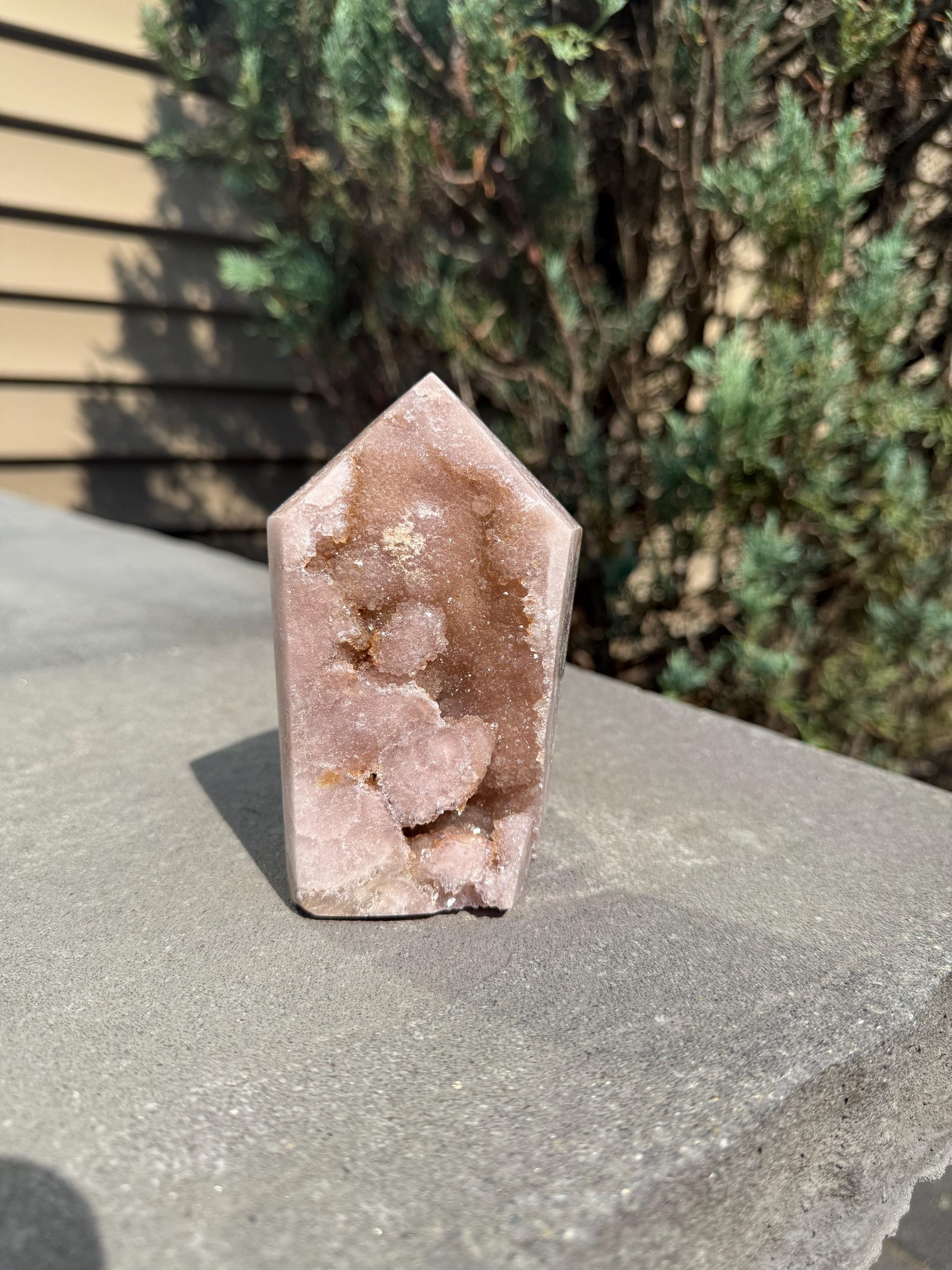 Pink Amethyst Druzy Tower • Heart Chakra Crystal • Spiritual Healing Decor (1lb, 4.6" H) 7