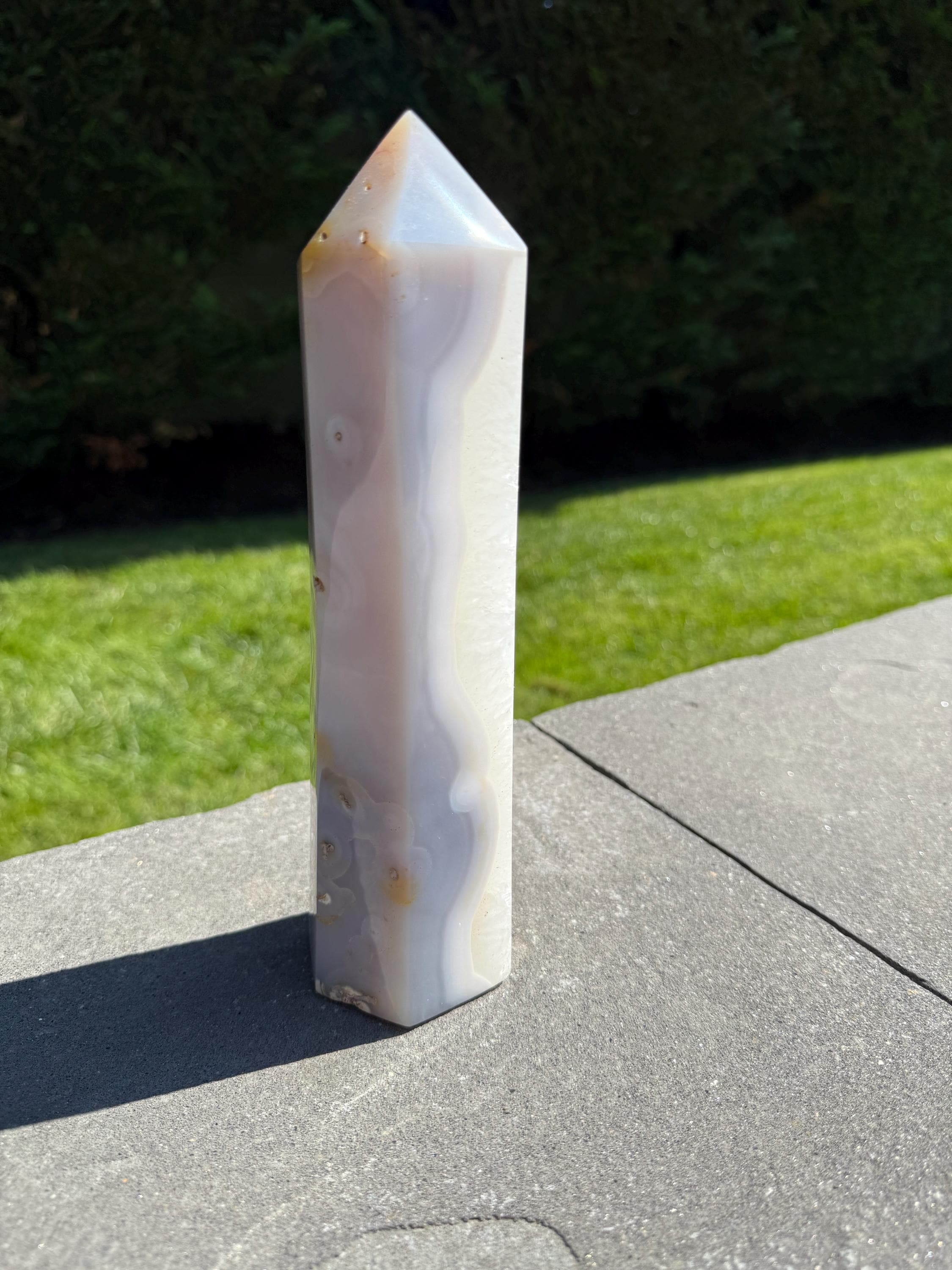XL Blue Banded Agate Quartz Crystal Tower • Polished Point, Natural Mineral Specimen 9