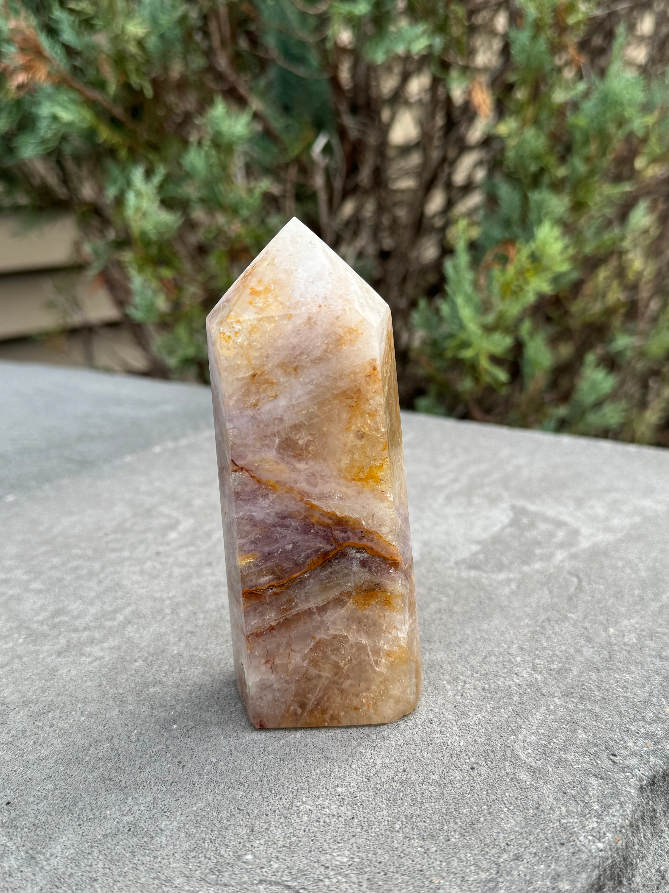 Large Feather Fluorite Crystal Tower • Banded Healing Stone • Polished Point • Spiritual Decor 4