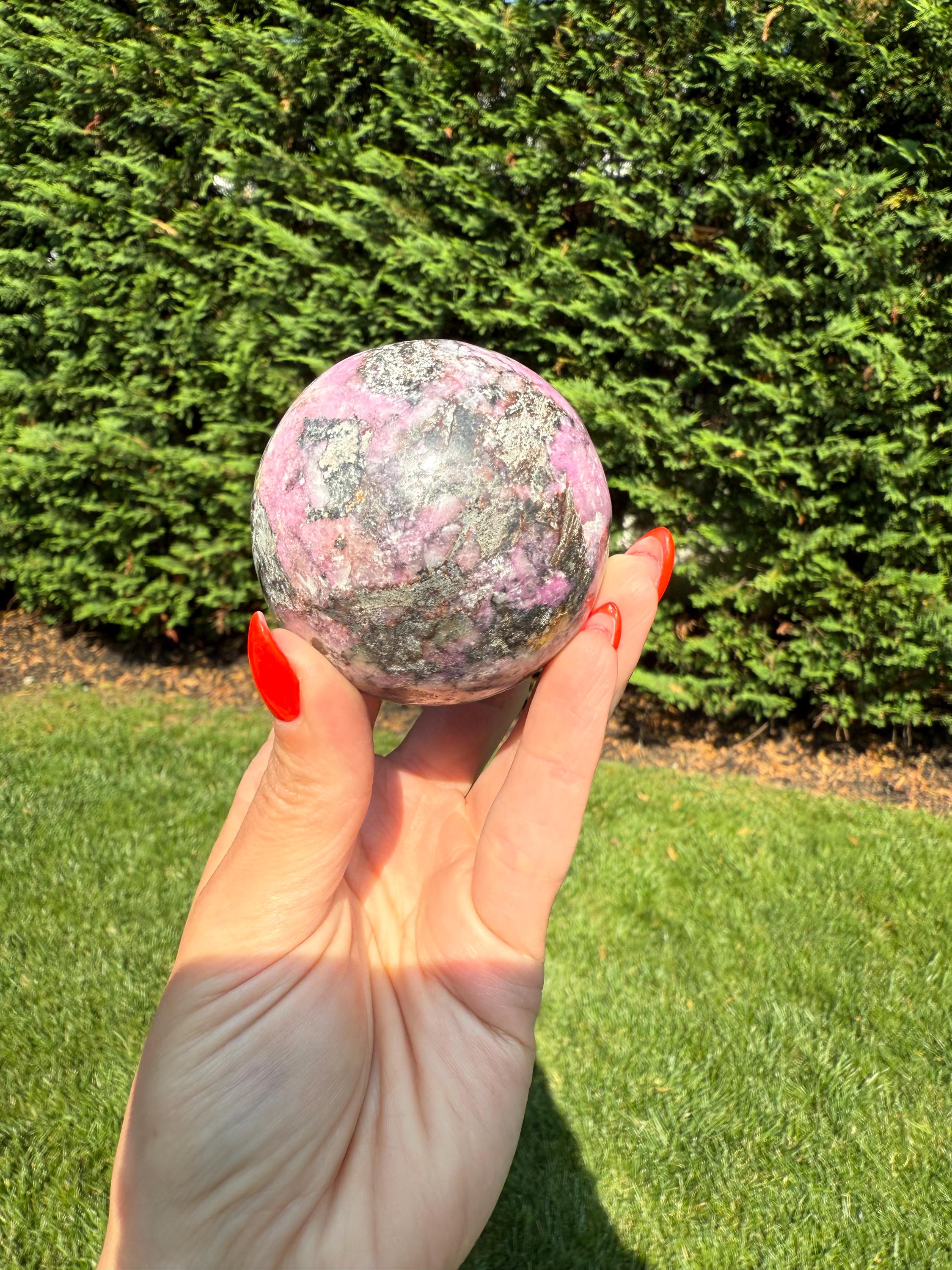 Cobaltoan Calcite Sphere • Pink Heart Chakra Crystal • Emotional Healing Stone (62MM) 3