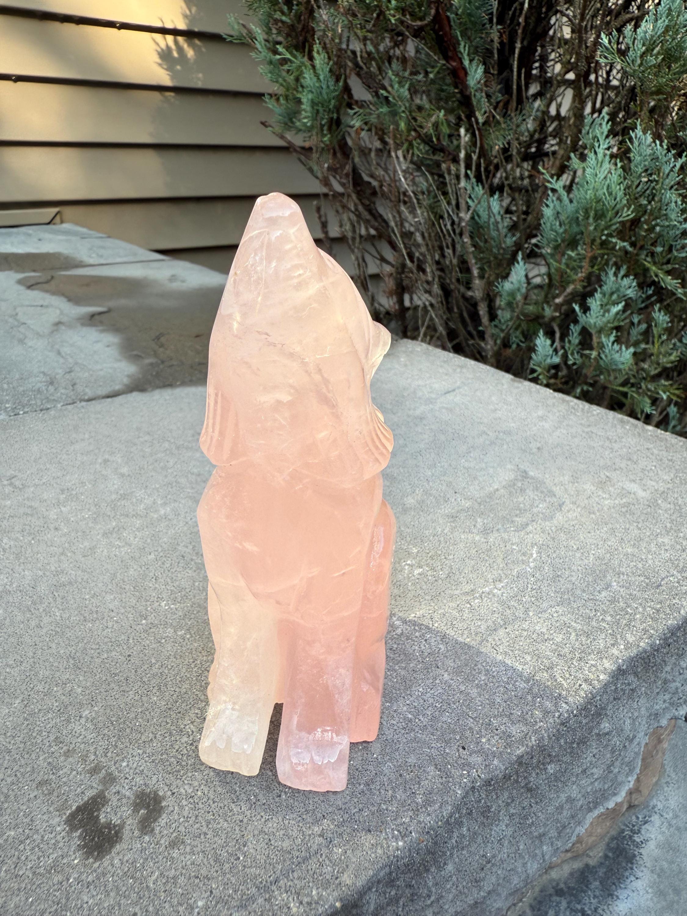Rose Quartz Wolf Crystal Carving • Hand-Carved Spirit Animal • Gemstone Wolf • Healing Stone • Spiritual Decor 7