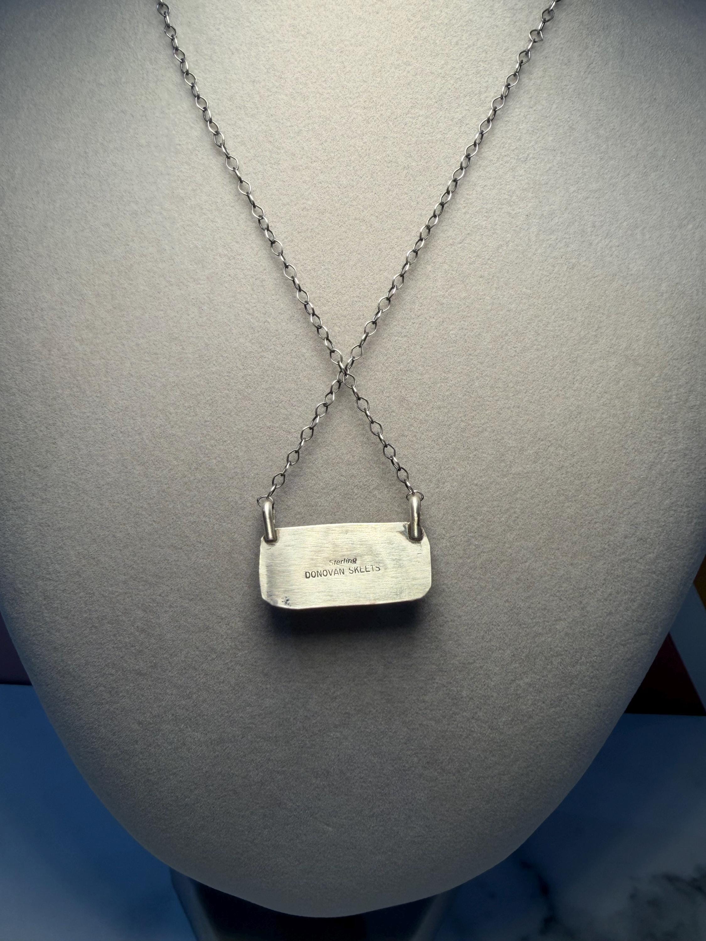 Donovan Skeets Kingman Turquoise Bar Necklace, Sterling Silver Southwest Stamped 925 7