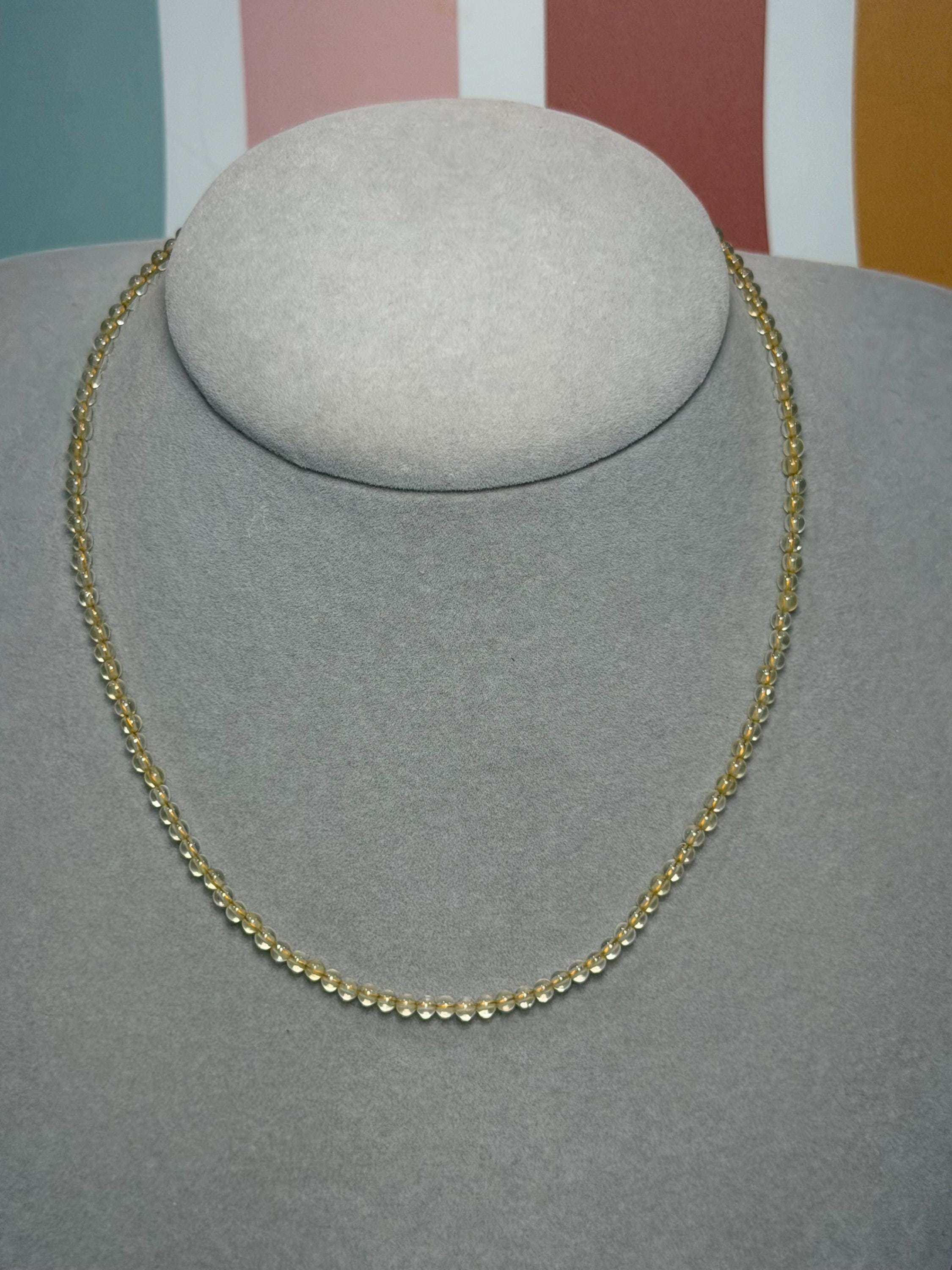 Faceted Citrine Beaded Necklace, 925 Sterling Silver, Dainty Yellow Gemstone, Adjustable Chain 2