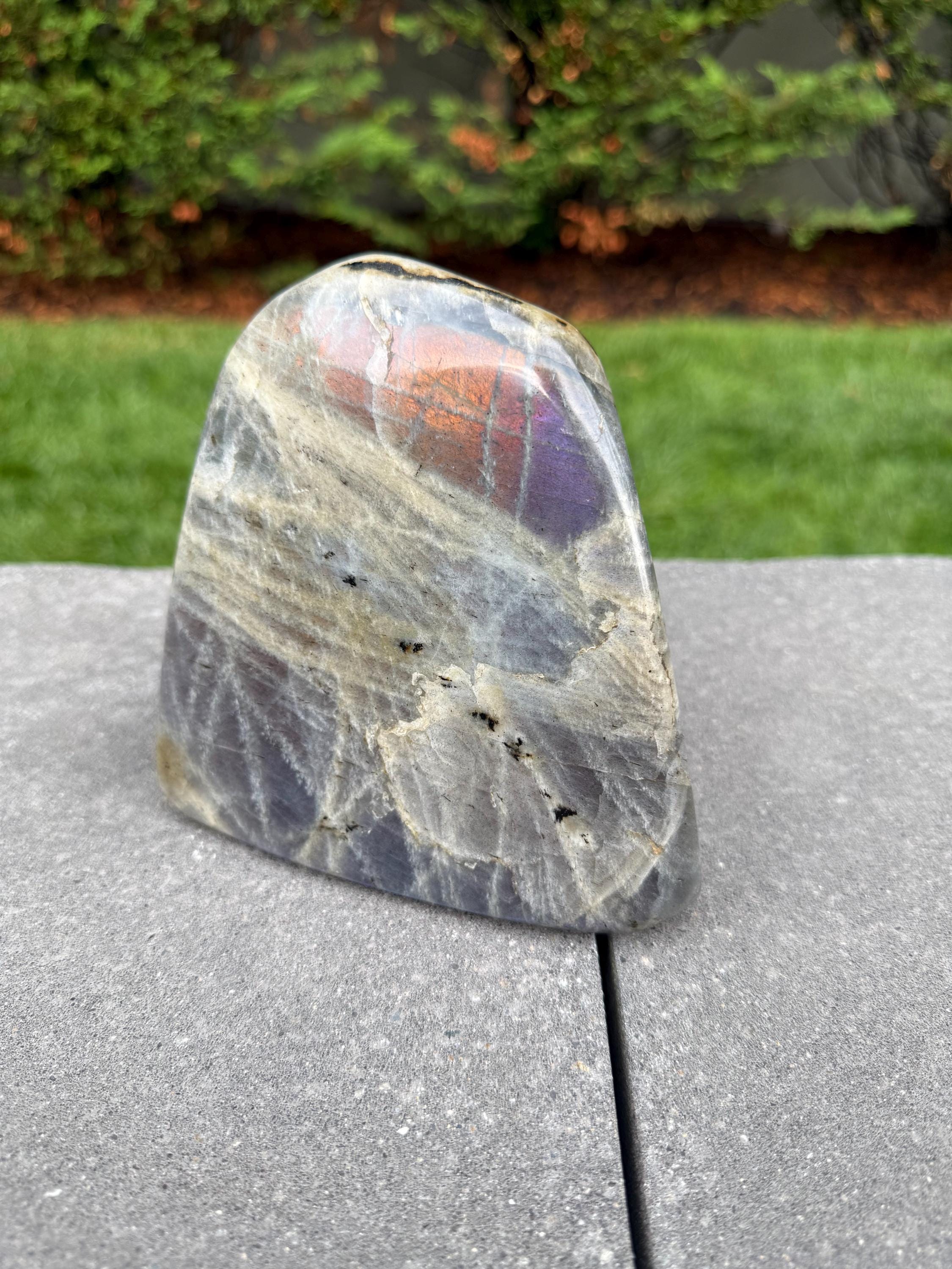 Large Labradorite Freeform Crystal • Polished Sunset Flash, Intuition Stone, Spiritual Decor 8