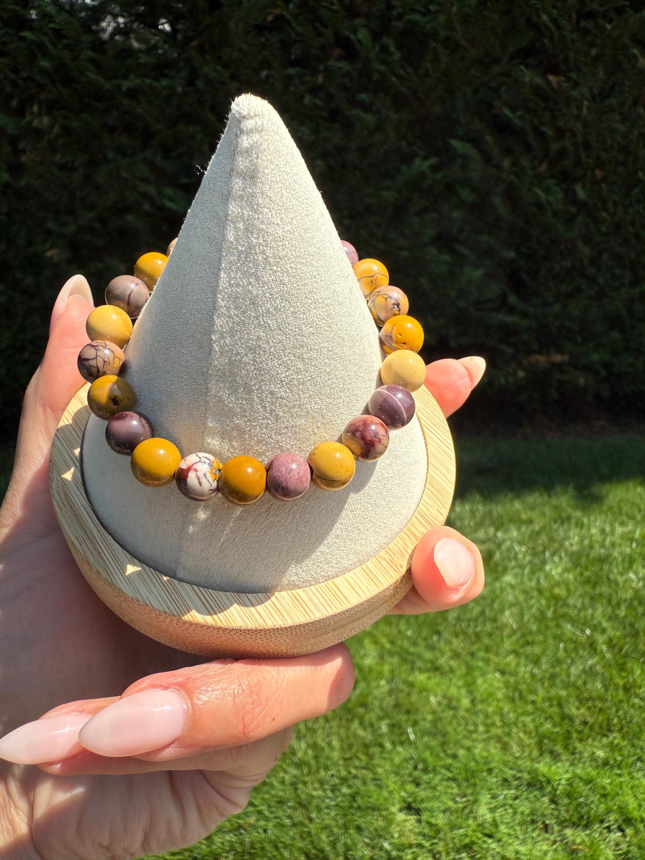 Mookaite Jasper Stretch Beaded Bracelet: Natural Gemstone Healing Crystal Jewelry (9mm) 7