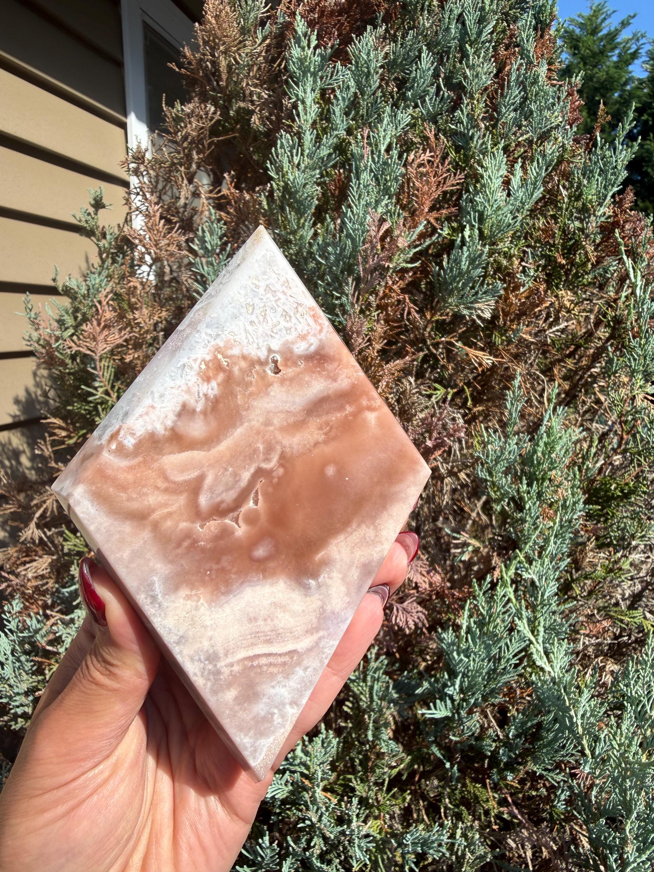Pink Amethyst Diamond Carving • Crystal Freeform • Druzy Quartz Stone • Healing Crystal Decor • Mineral Sculpture