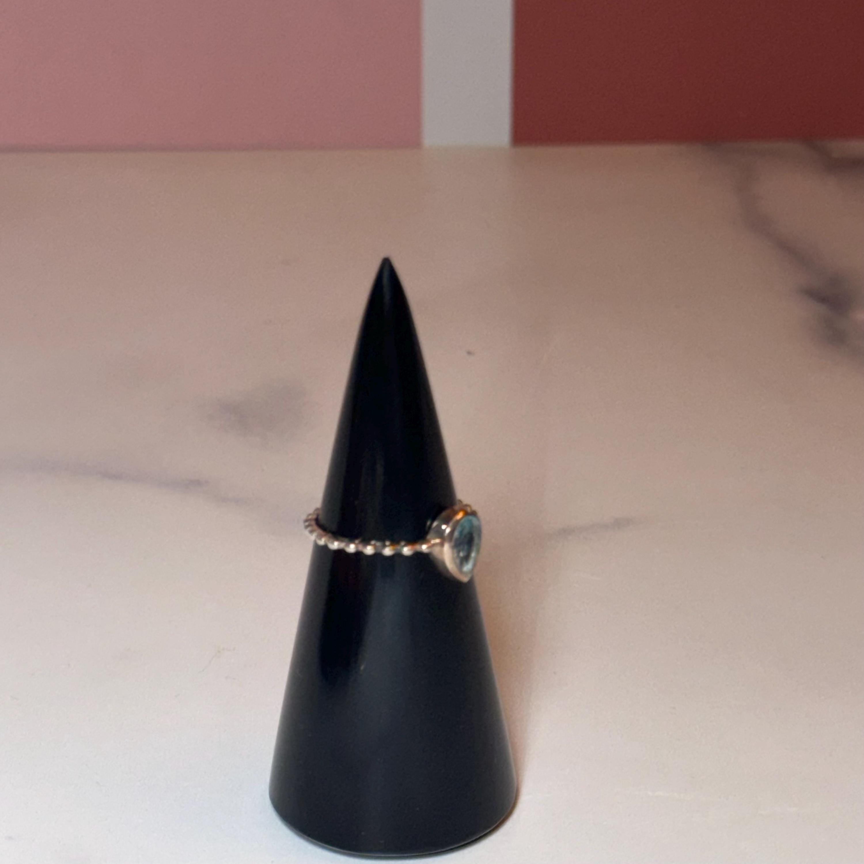 Sterling Silver Teardrop Blue Topaz Ring, Dainty Minimalist Jewelry, December Birthstone (size 7) 11