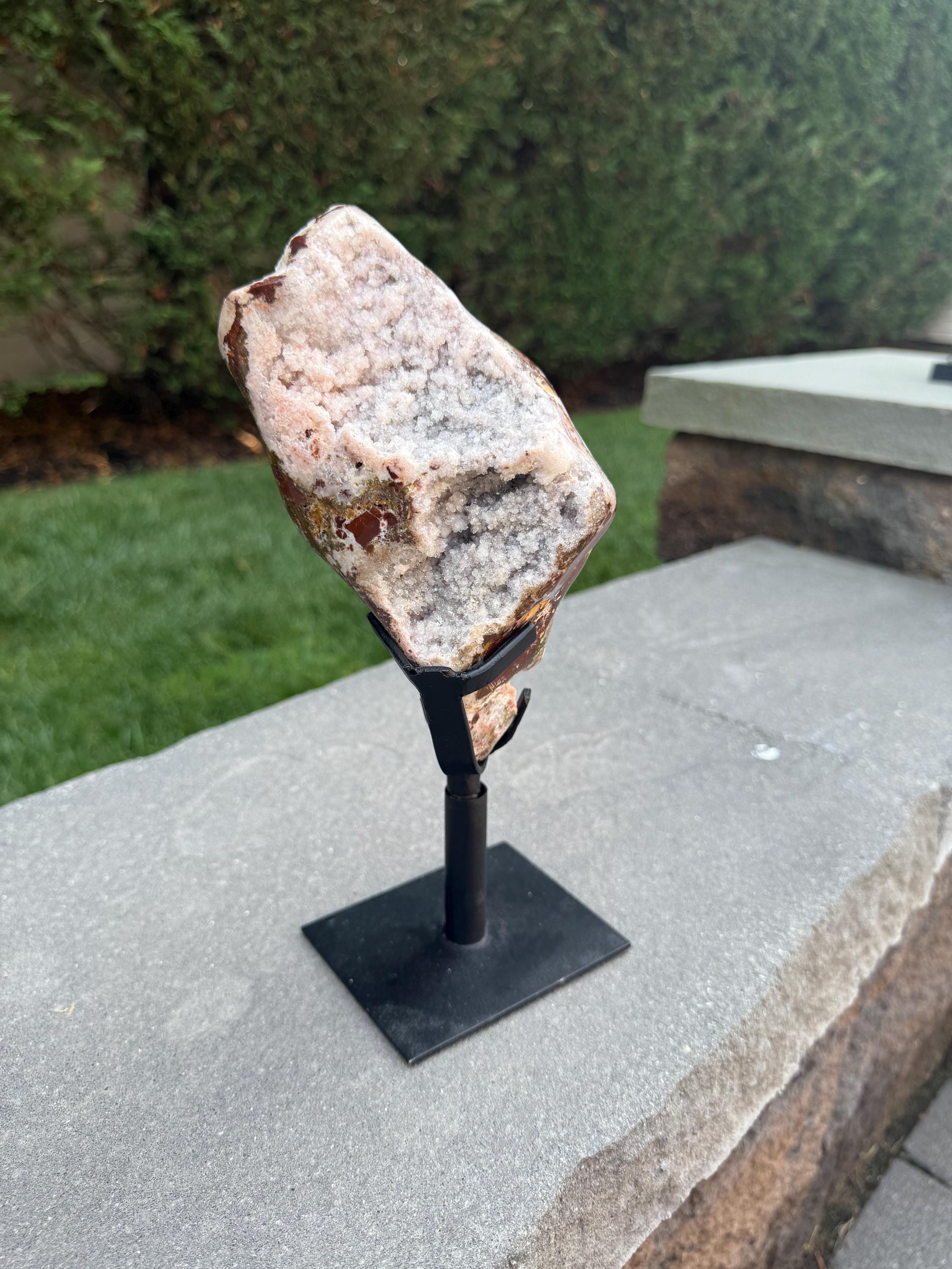 Raw Pink Amethyst Druzy on Stand • Sparkling Crystal Cluster • Spiritual Decor 9