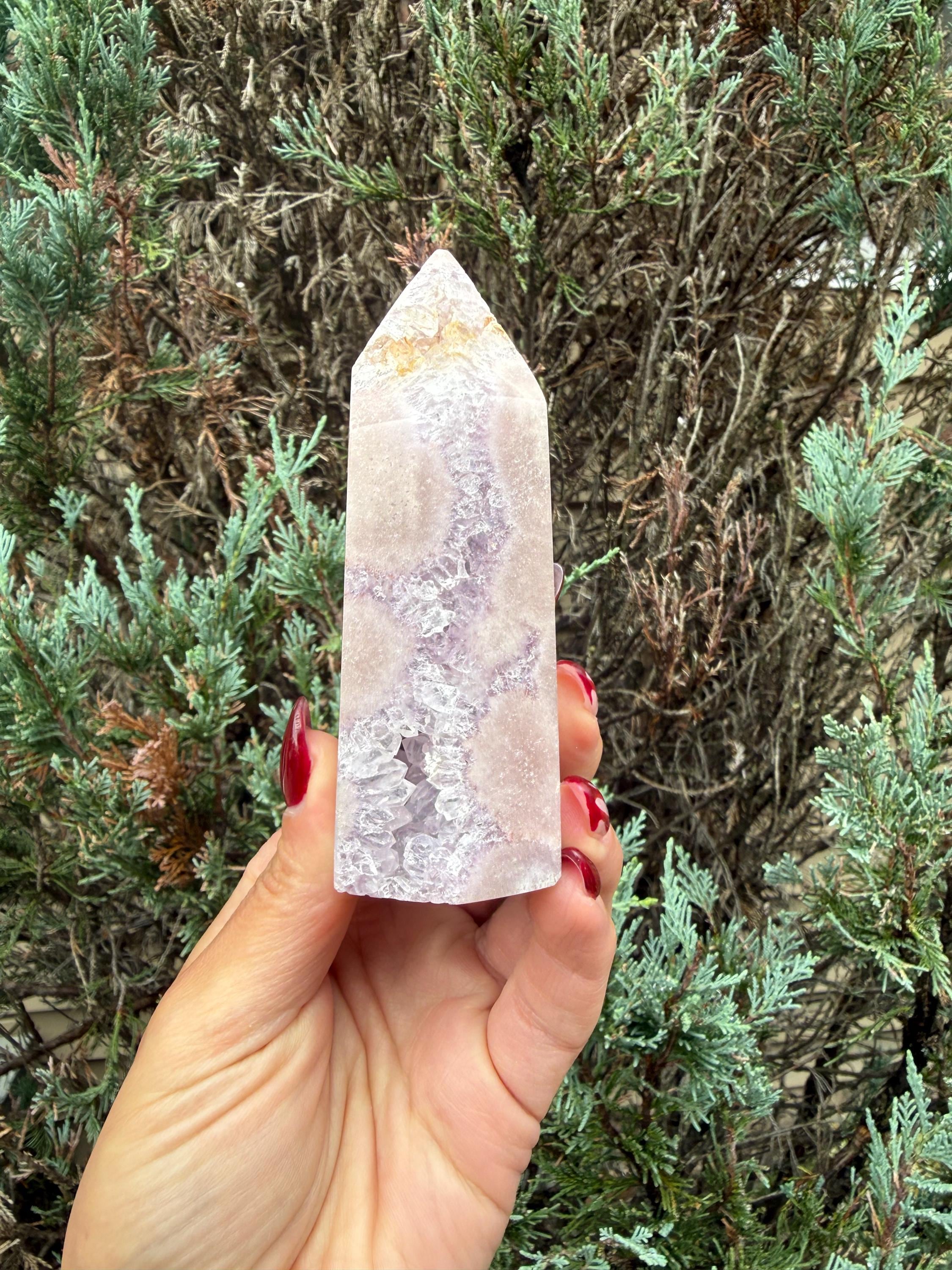 Pink & Purple Amethyst Crystal Tower • Sparkling Druzy Quartz Point • Natural Healing Crystal • Gemstone Decor 7