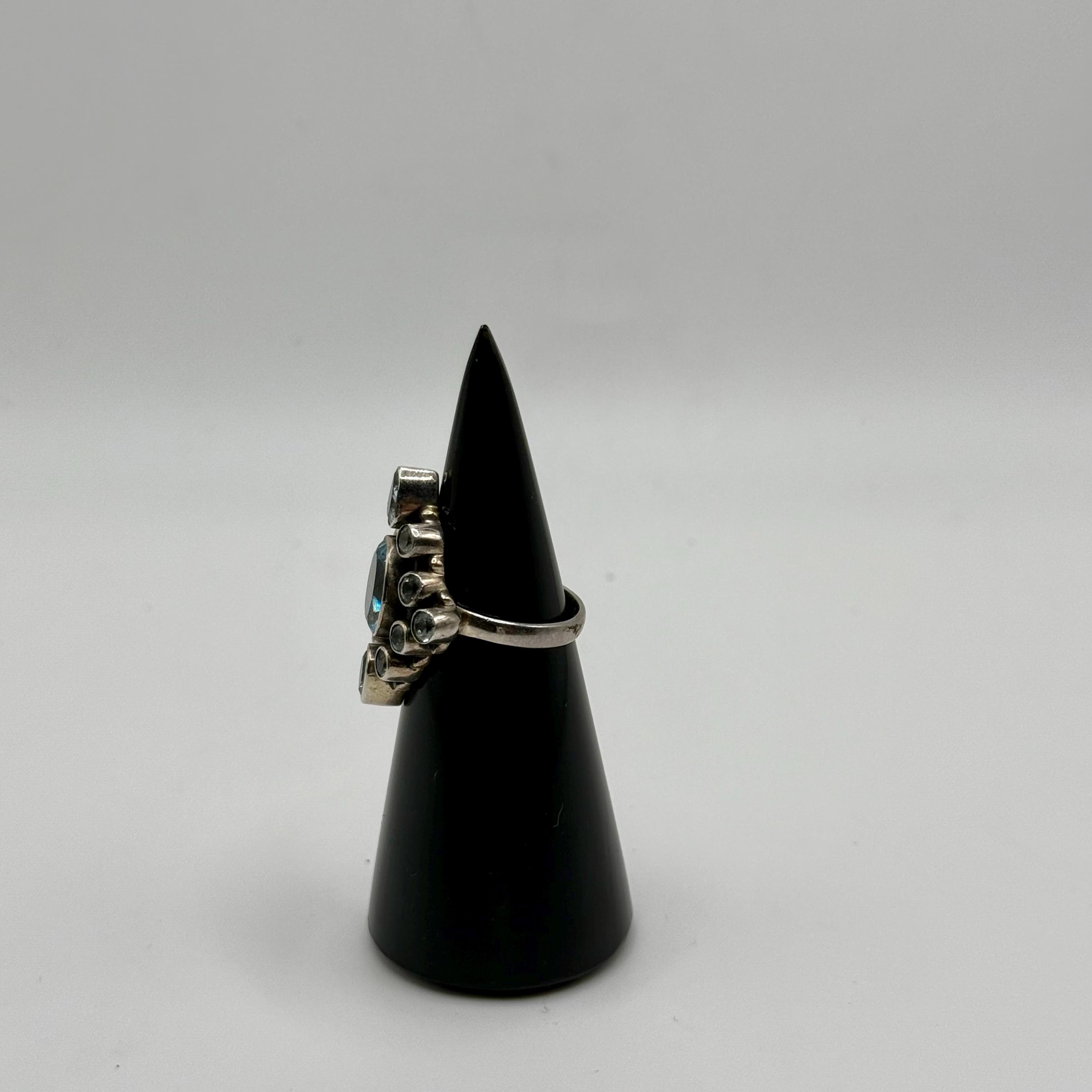 Sterling Silver Blue Topaz Teardrop Ring, December Birthstone, Statement Topaz Jewelry (size 6) 7