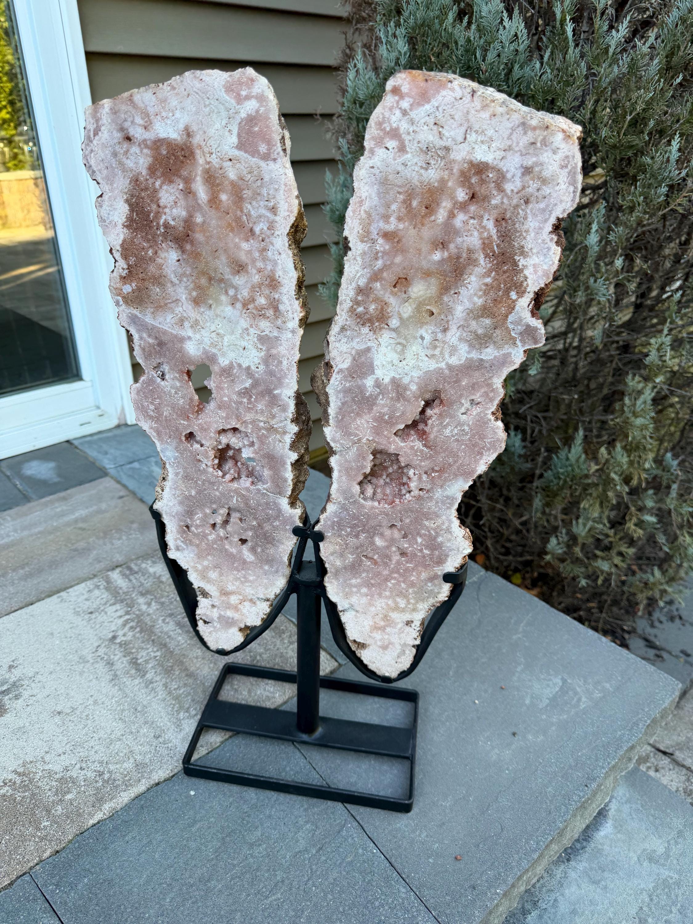 Pink Amethyst Statement Crystal Wings on Custom Stand: Luxury Crystal Décor 2