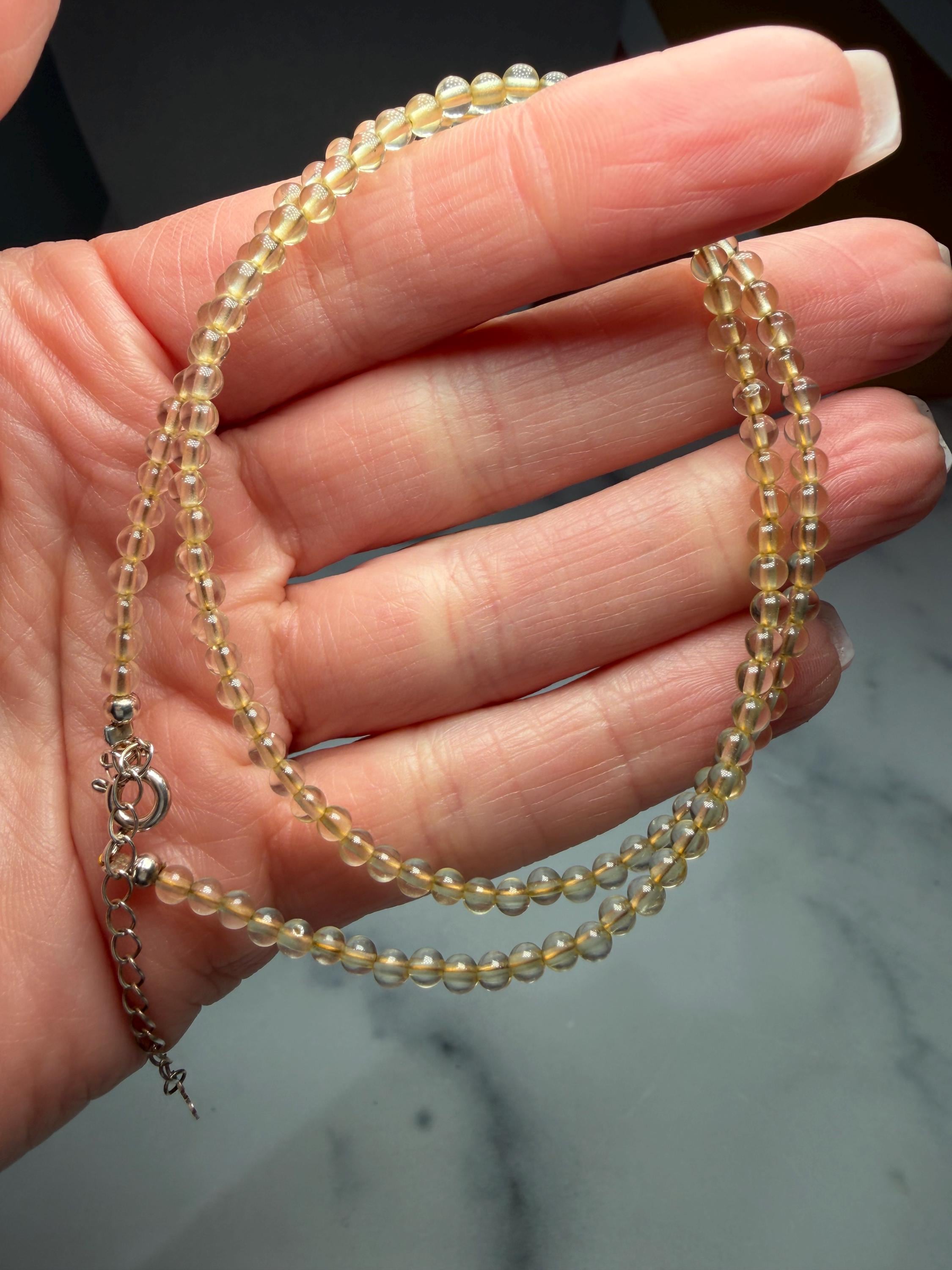 Faceted Citrine Beaded Necklace, 925 Sterling Silver, Dainty Yellow Gemstone, Adjustable Chain 6
