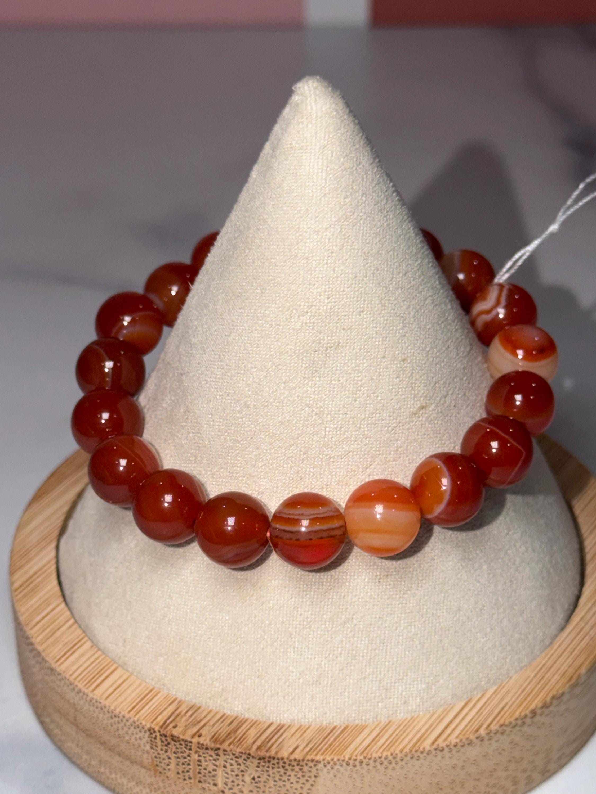Carnelian Crystal Stretch Beaded Bracelet, Bold Energy, Confidence Jewelry (10mm) 4