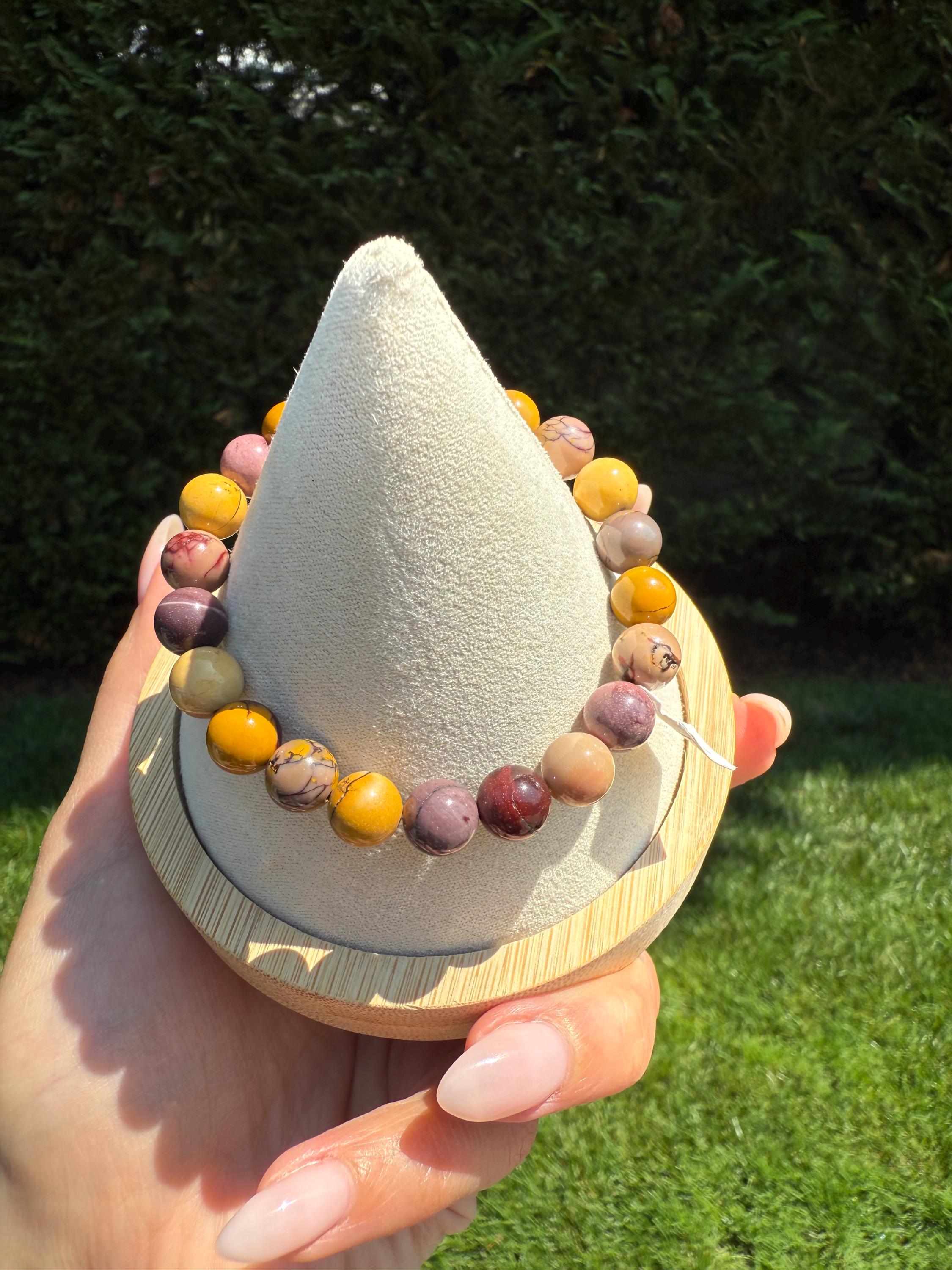 Mookaite Jasper Stretch Beaded Bracelet: Natural Gemstone Healing Crystal Jewelry (9mm) 9