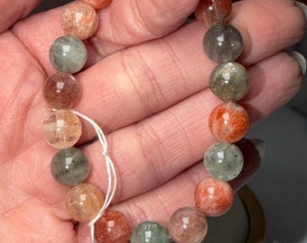 Arusha Sunstone Crystal Stretch Beaded Bracelet, Joy Vitality Confidence Gemstone Jewelry (9.3mm)