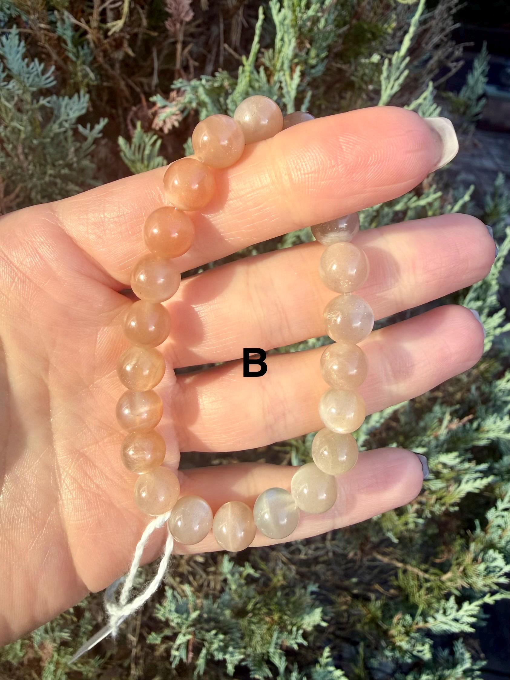 Mixed Peach Moonstone & Sunstone Beaded Bracelets • Crystal Healing Jewelry • Feminine Energy • Multiple Options 8