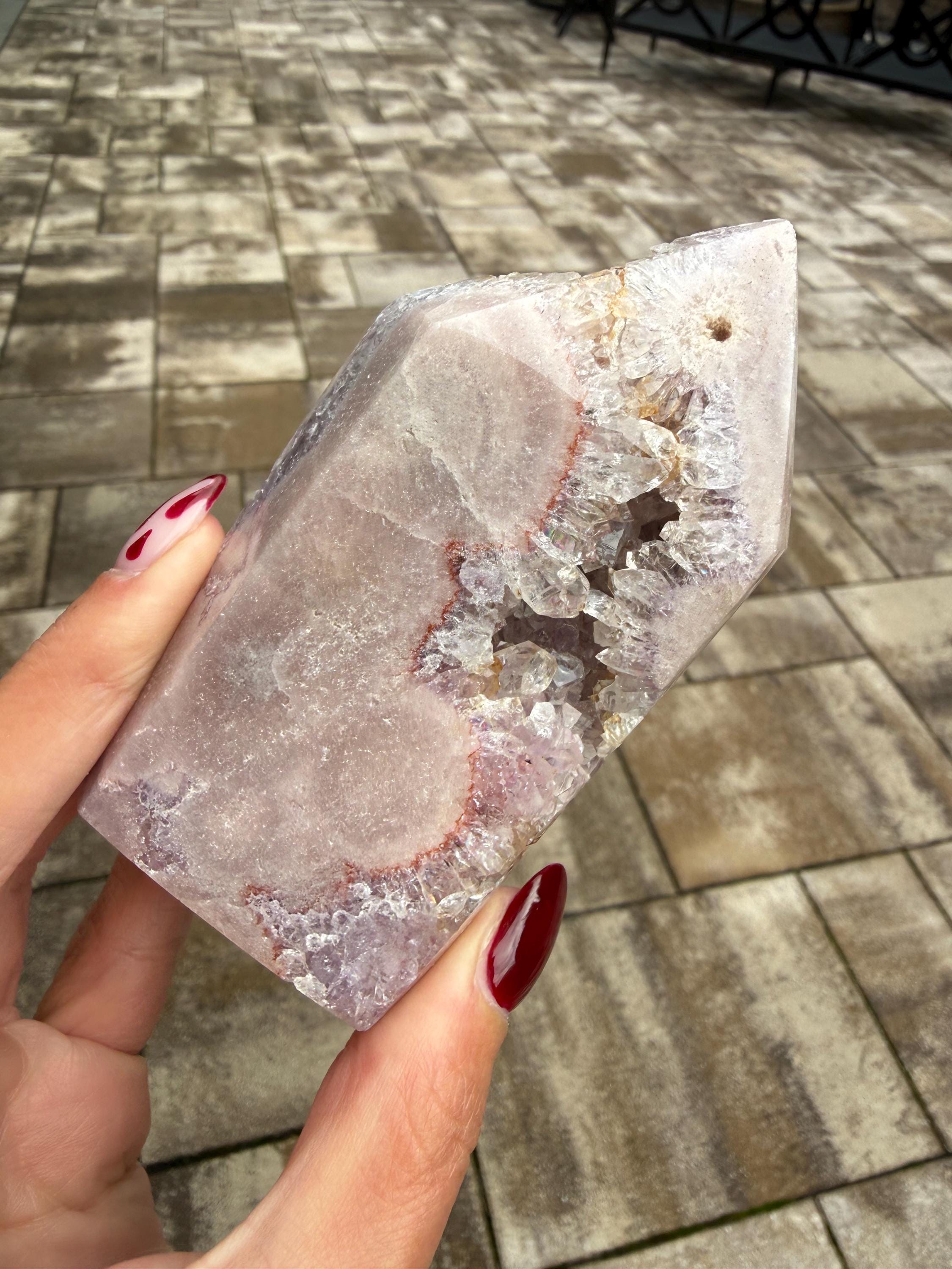 Pink & Purple Amethyst Crystal Tower • Sparkling Druzy Quartz Point • Natural Healing Crystal • Gemstone Decor 11
