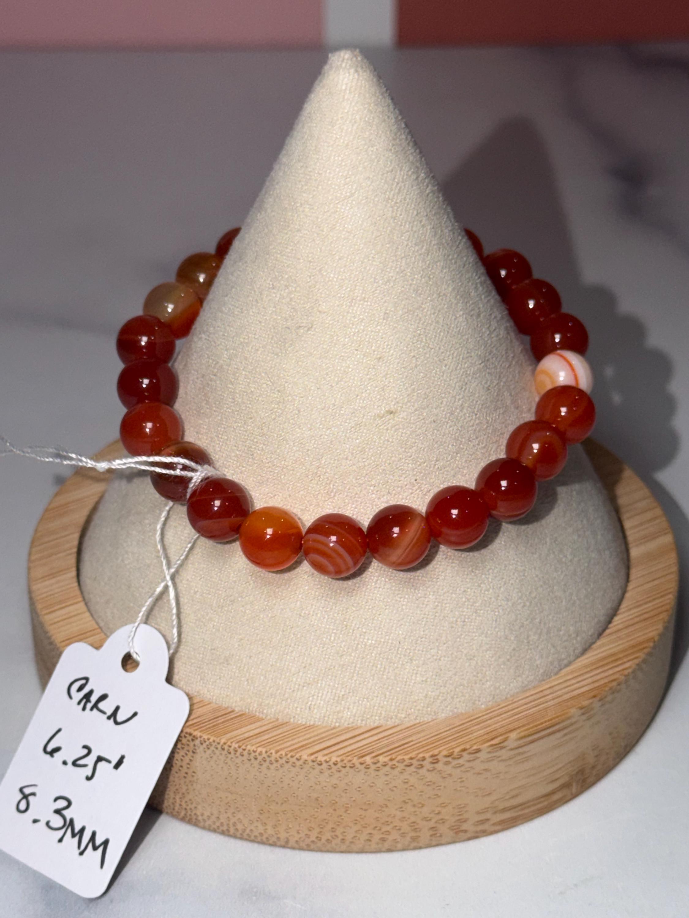 Carnelian Crystal Stretch Beaded Bracelet, Bold Energy, Confidence Jewelry (8.3mm) 7