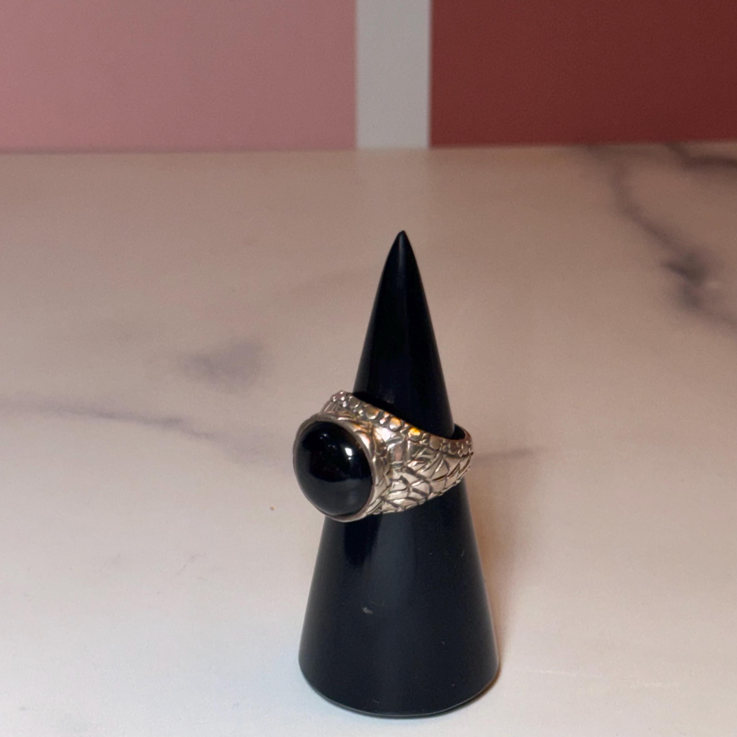 Black Onyx Sterling Silver Ring, Classic Statement Jewelry, Minimalist Design (size 7) 7
