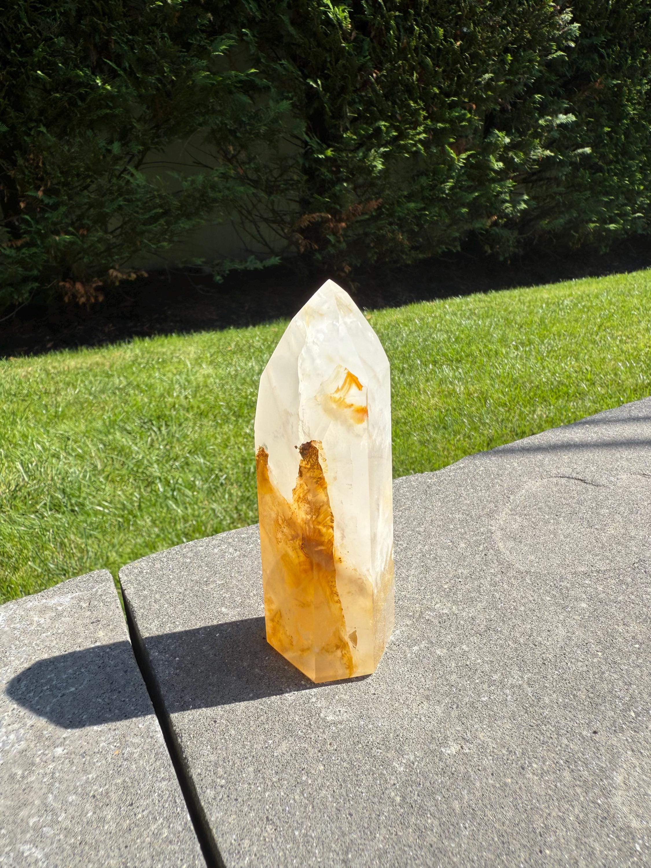 Golden Healer & Girasol Quartz Crystal Tower • Brazil • Polished Crystal Point • Healing Stone • Mineral Specimen 12