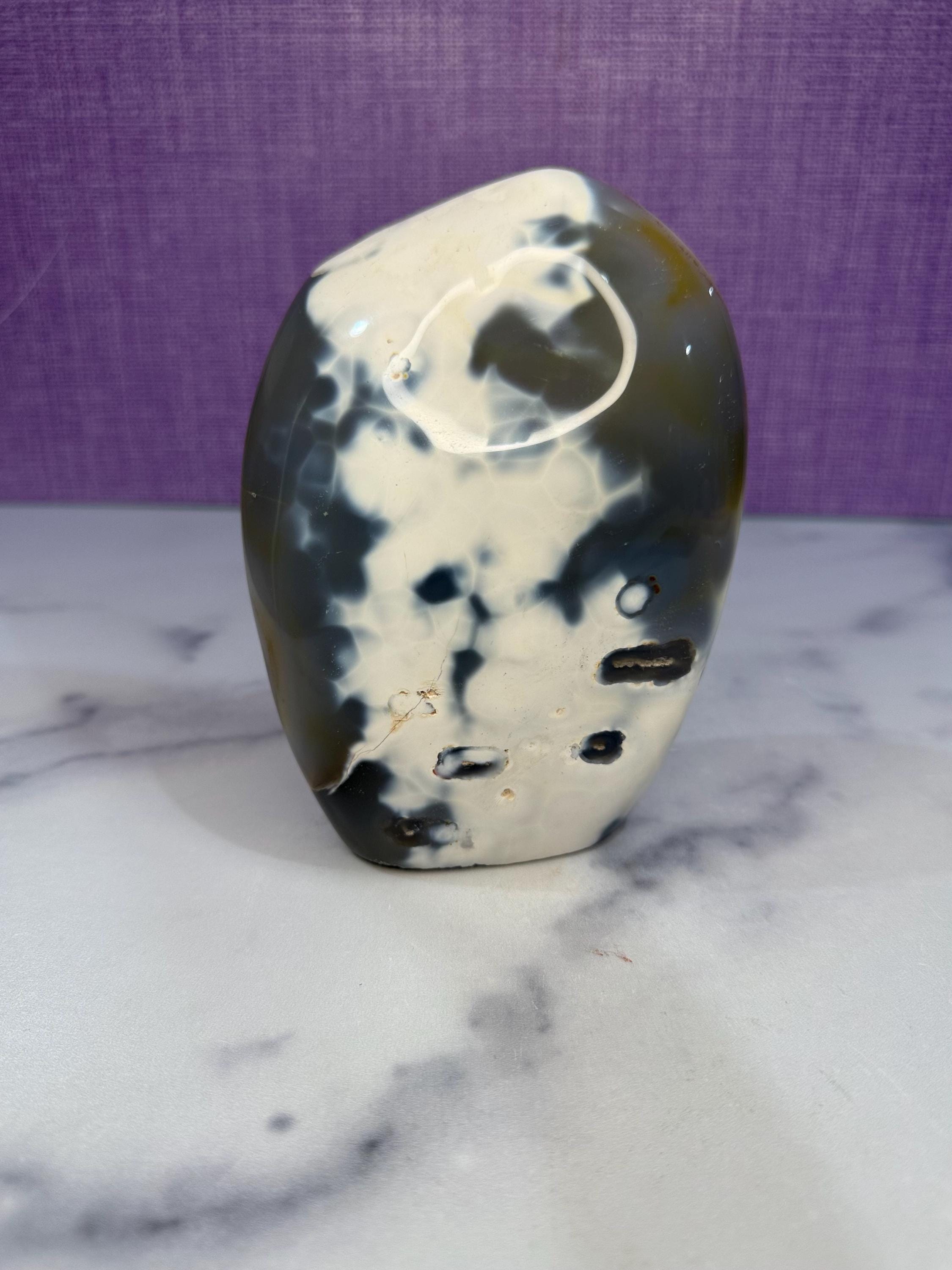 Orca Agate Freeform, Madagascar Dendritic Crystal, Spiritual Healing Stone Decor 8