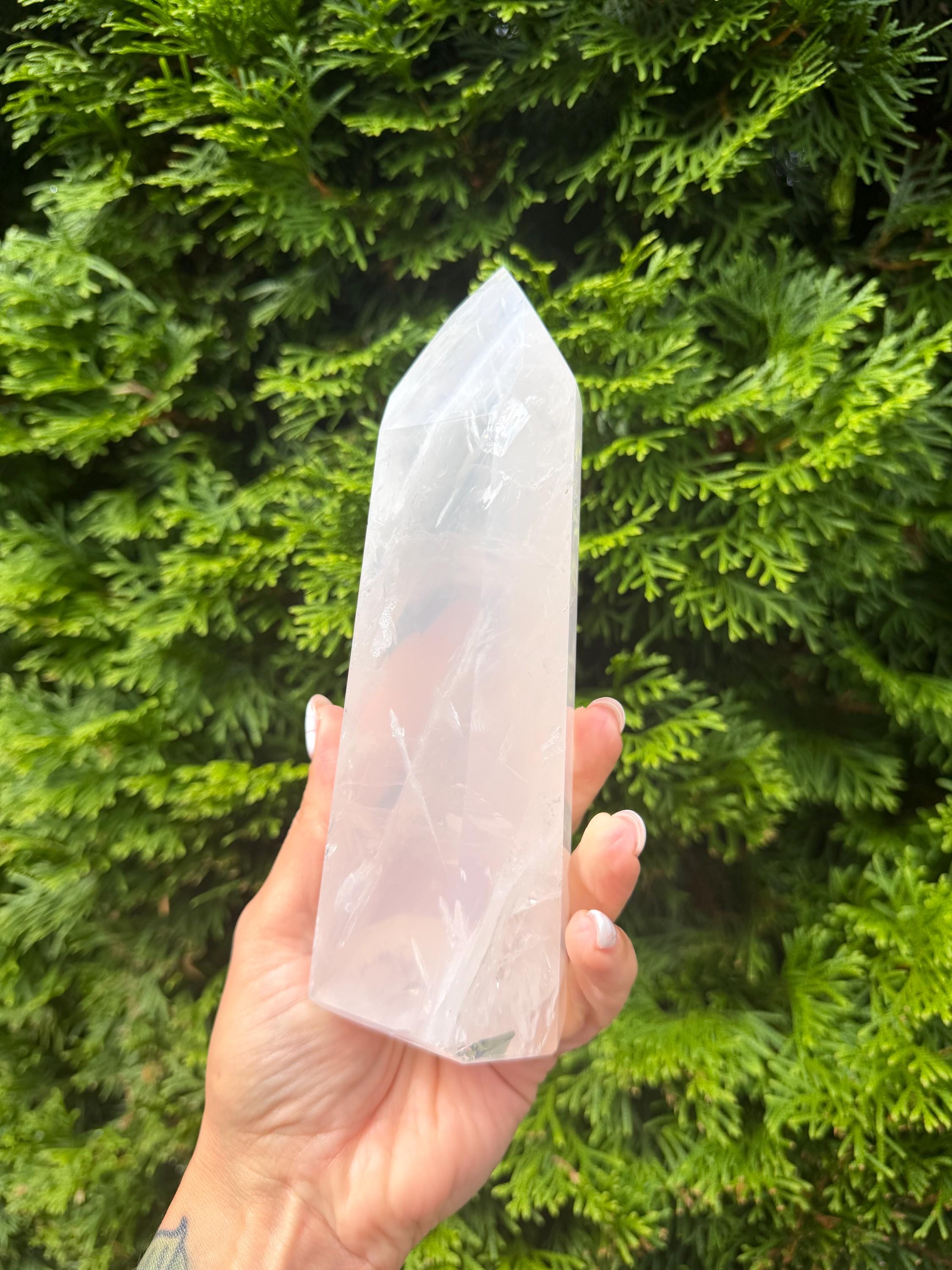 XL Girasol Quartz Crystal Tower • Milky Opalescent Glow • Polished Crystal Point 13