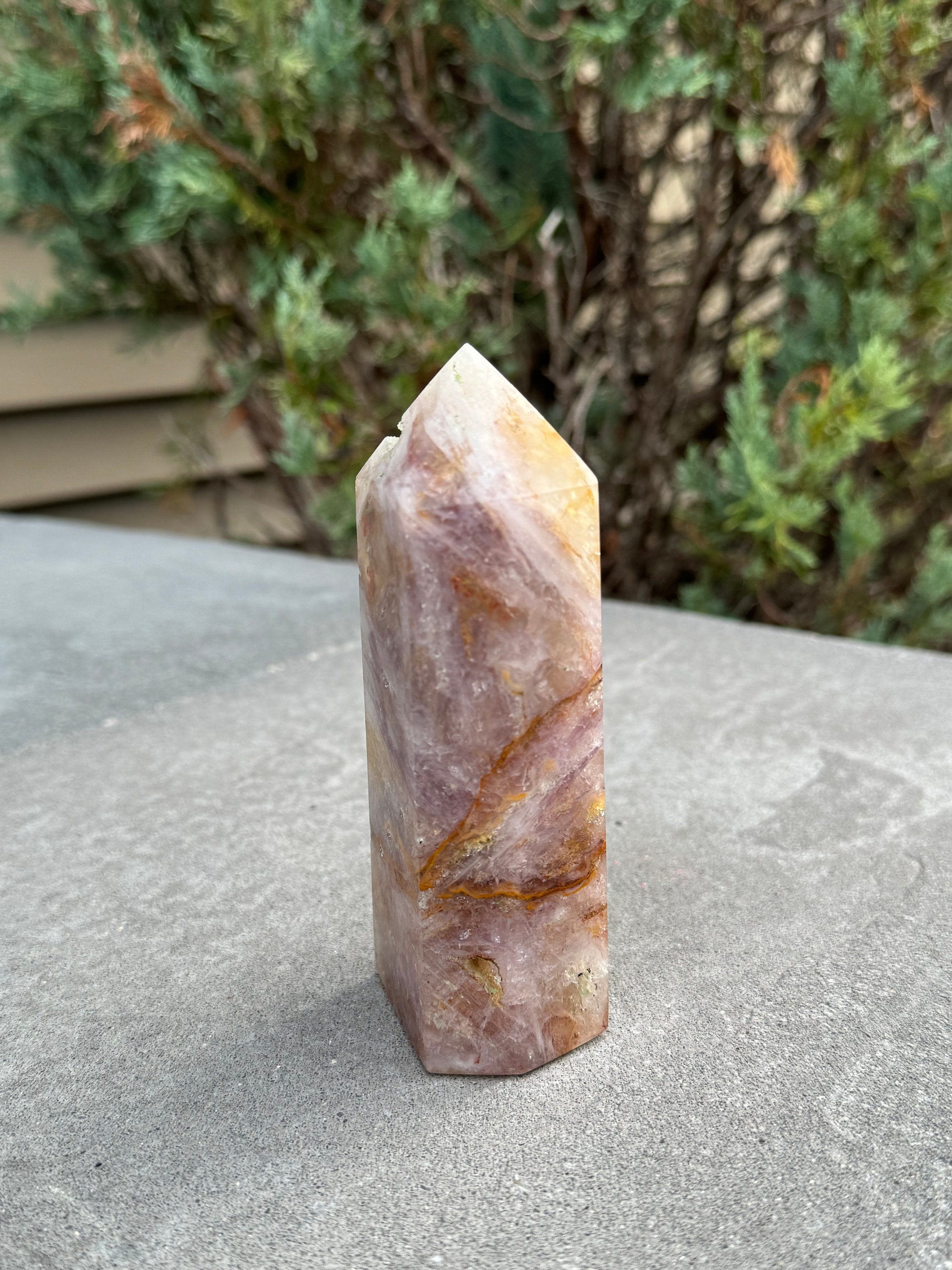 Large Feather Fluorite Crystal Tower • Banded Healing Stone • Polished Point • Spiritual Decor 8