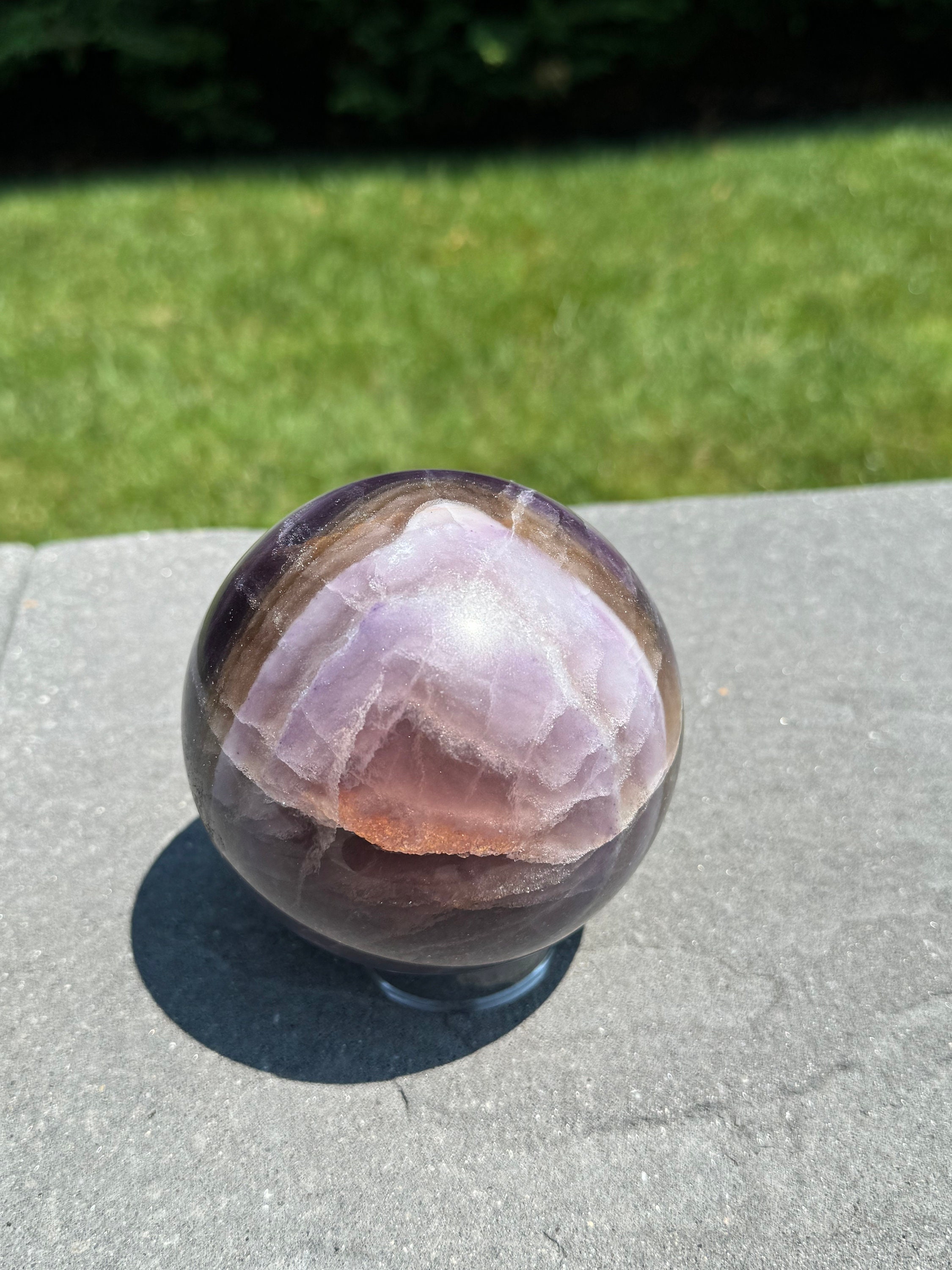 Purple Banded Fluorite Crystal Sphere • 94mm • Polished Healing Crystal Orb • Mineral Specimen • Spiritual Decor 10