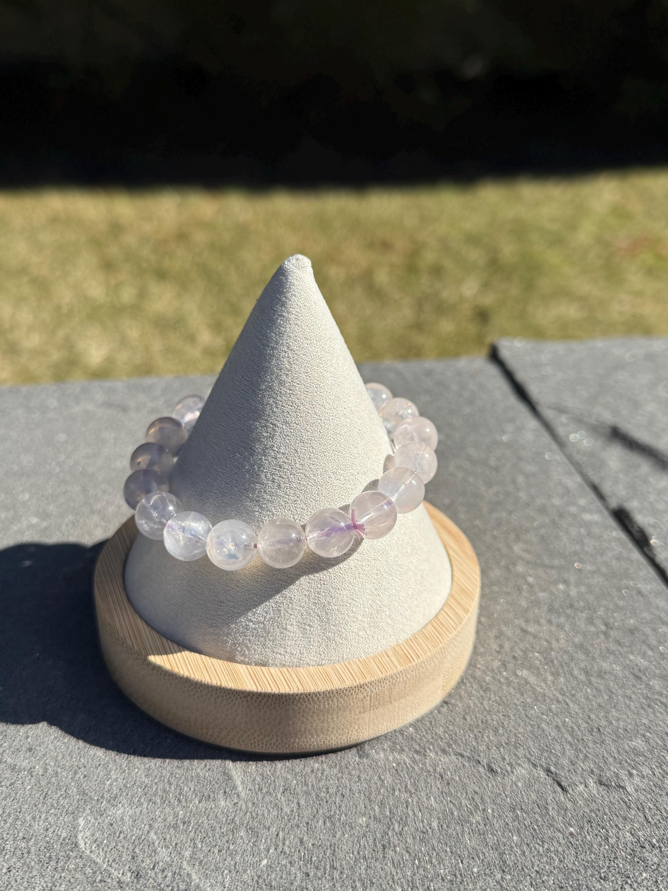 Rose Quartz Crystal Stretch Beaded Bracelet • Love Stone Heart Chakra Jewelry (10mm) 5