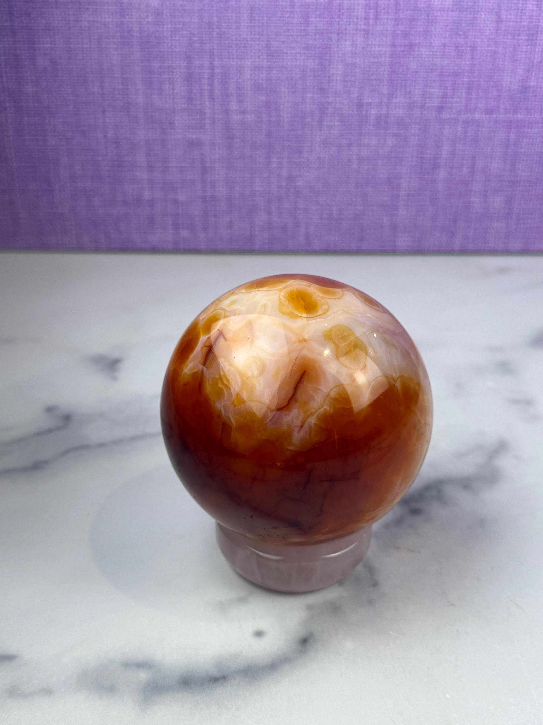 Druzy Carnelian Crystal Sphere: Natural Sparkle • Statement Sphere • Grounding Energy 5