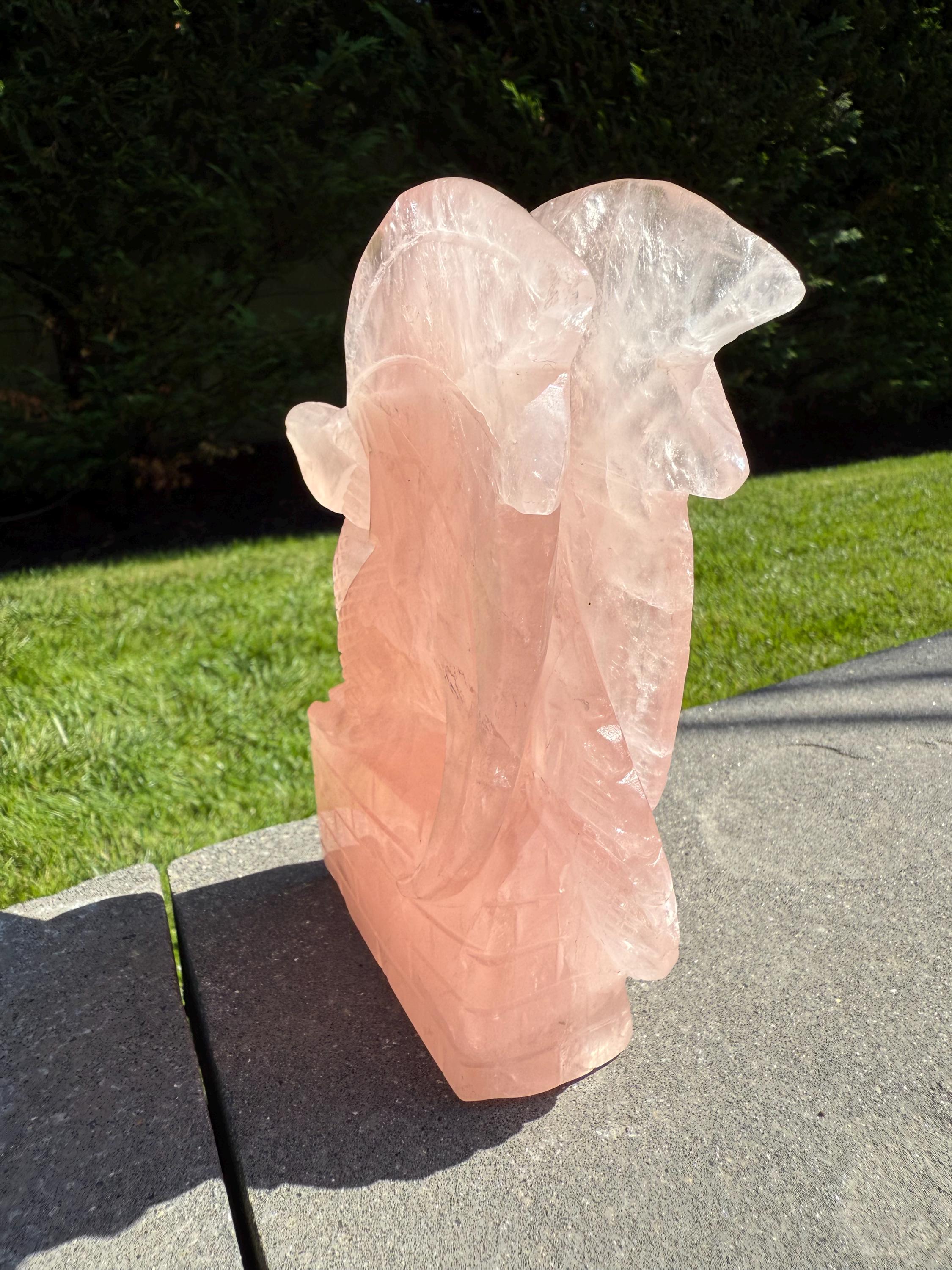 Large Rose Quartz Dragon Carving • Hand-Carved Crystal Guardian Sculpture 6