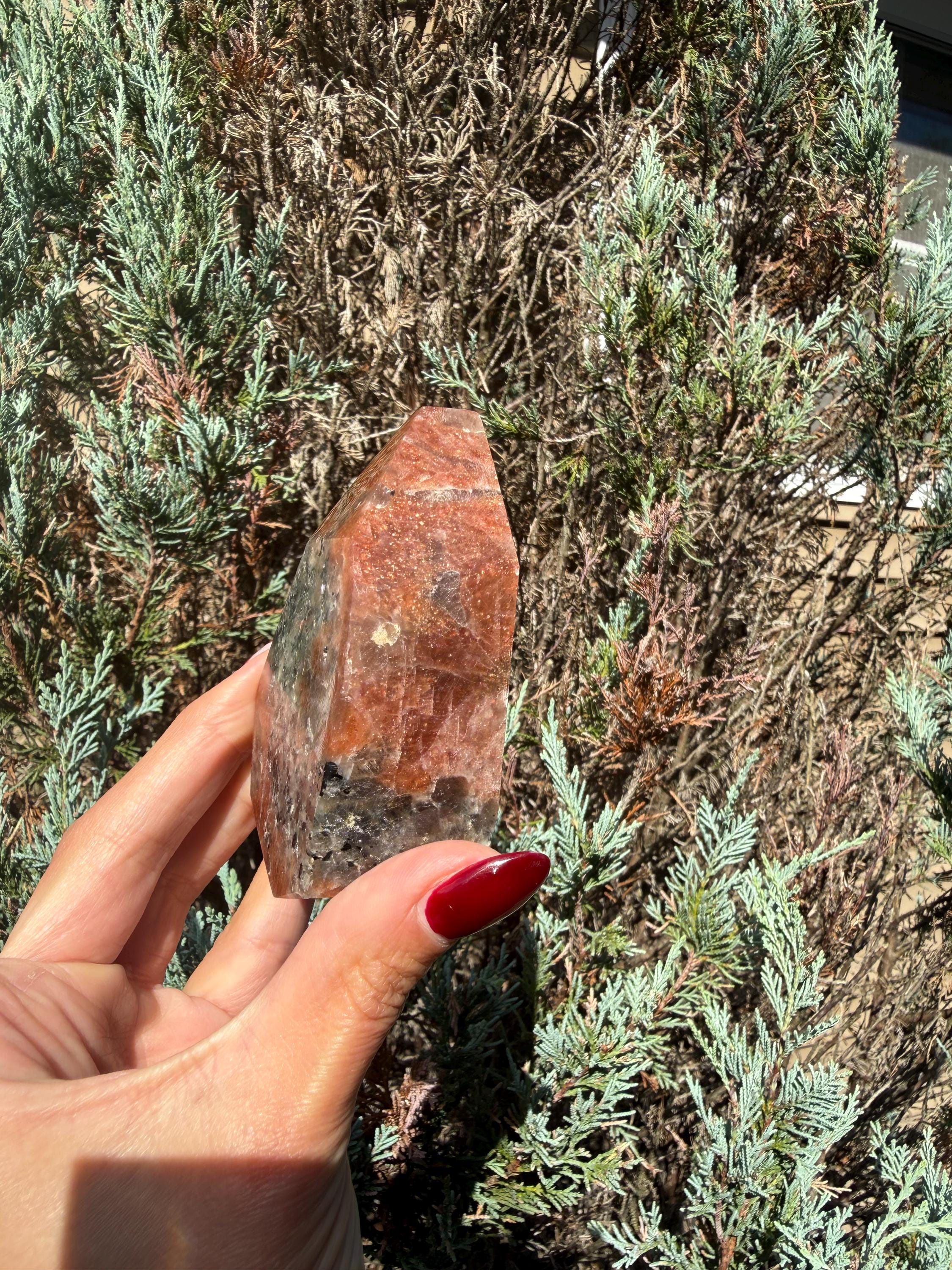 Confetti Sunstone Crystal Freeform • High Flash Polished Stone • Orange Sparkle Gemstone • Healing Crystal Decor 11